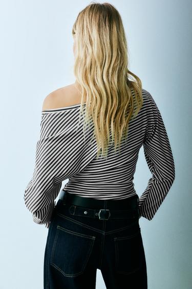 Asymmetric long sleeve top — Striped 2