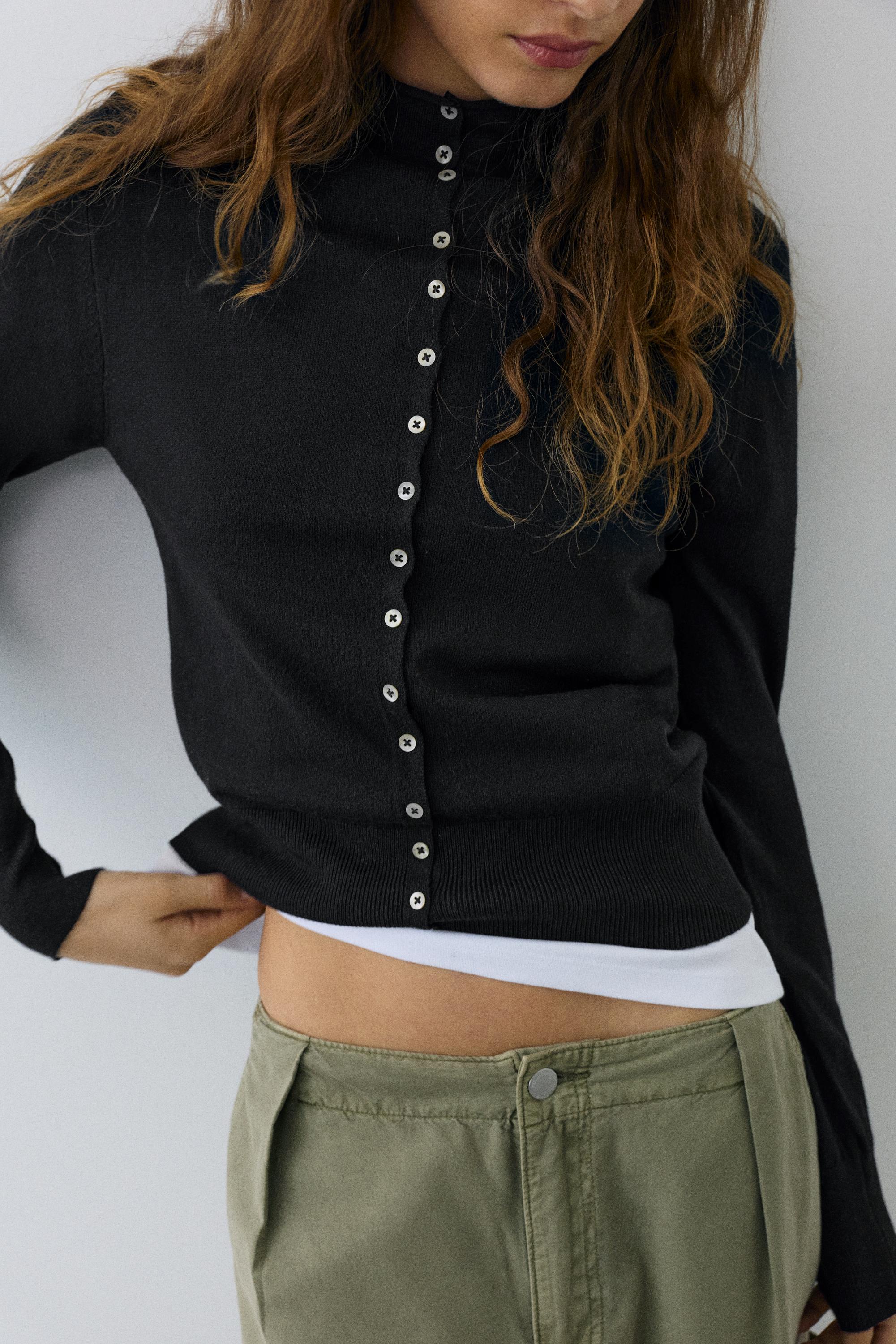 High-neck cardigan — Black