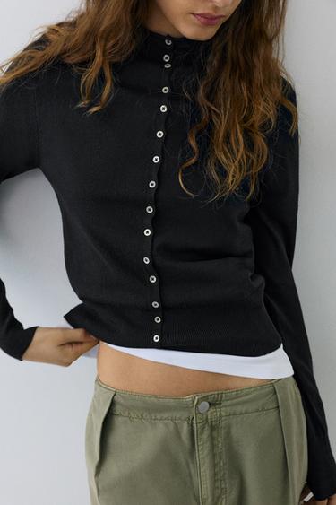 High-neck cardigan — Black 3