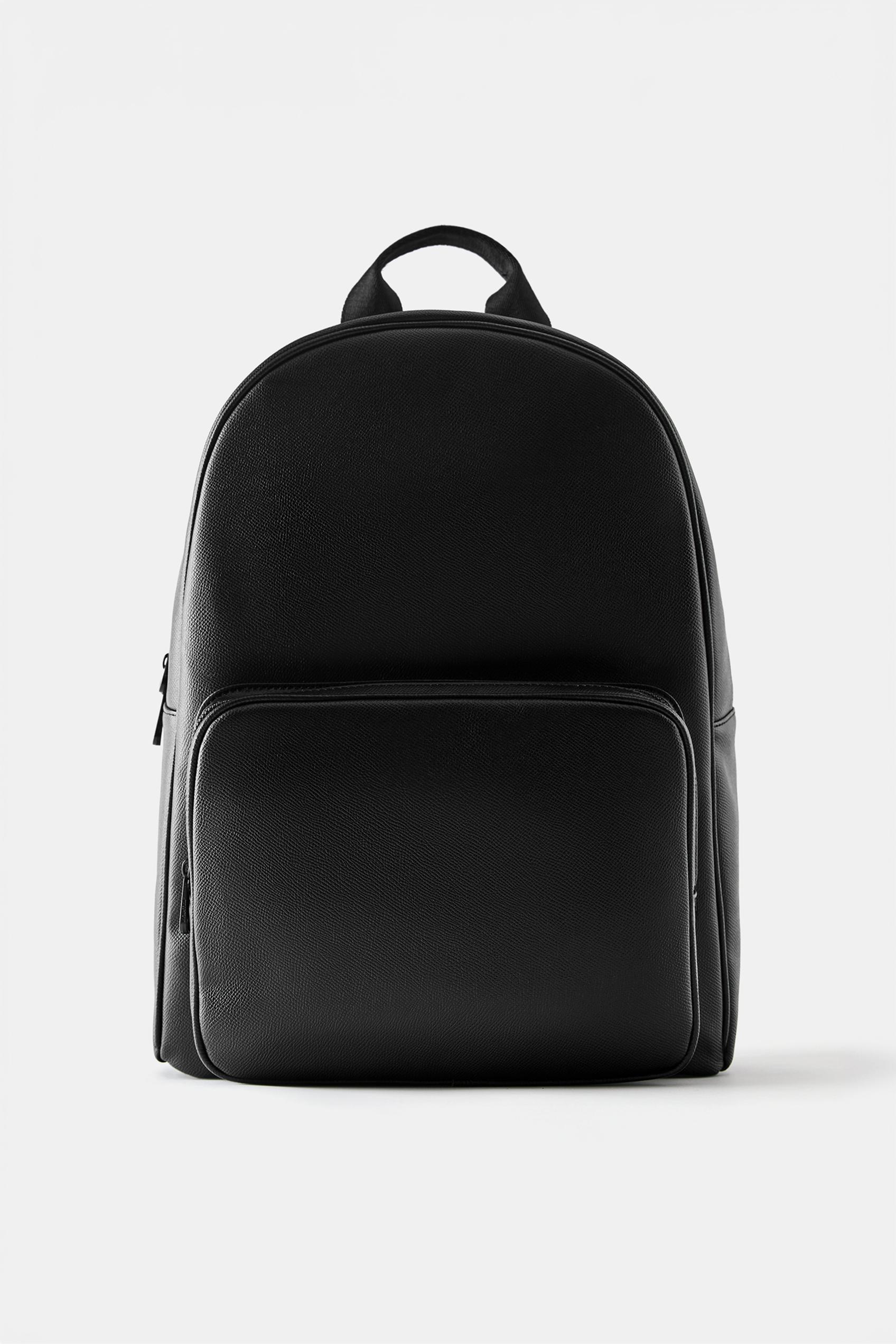 Textured pocket backpack — Black