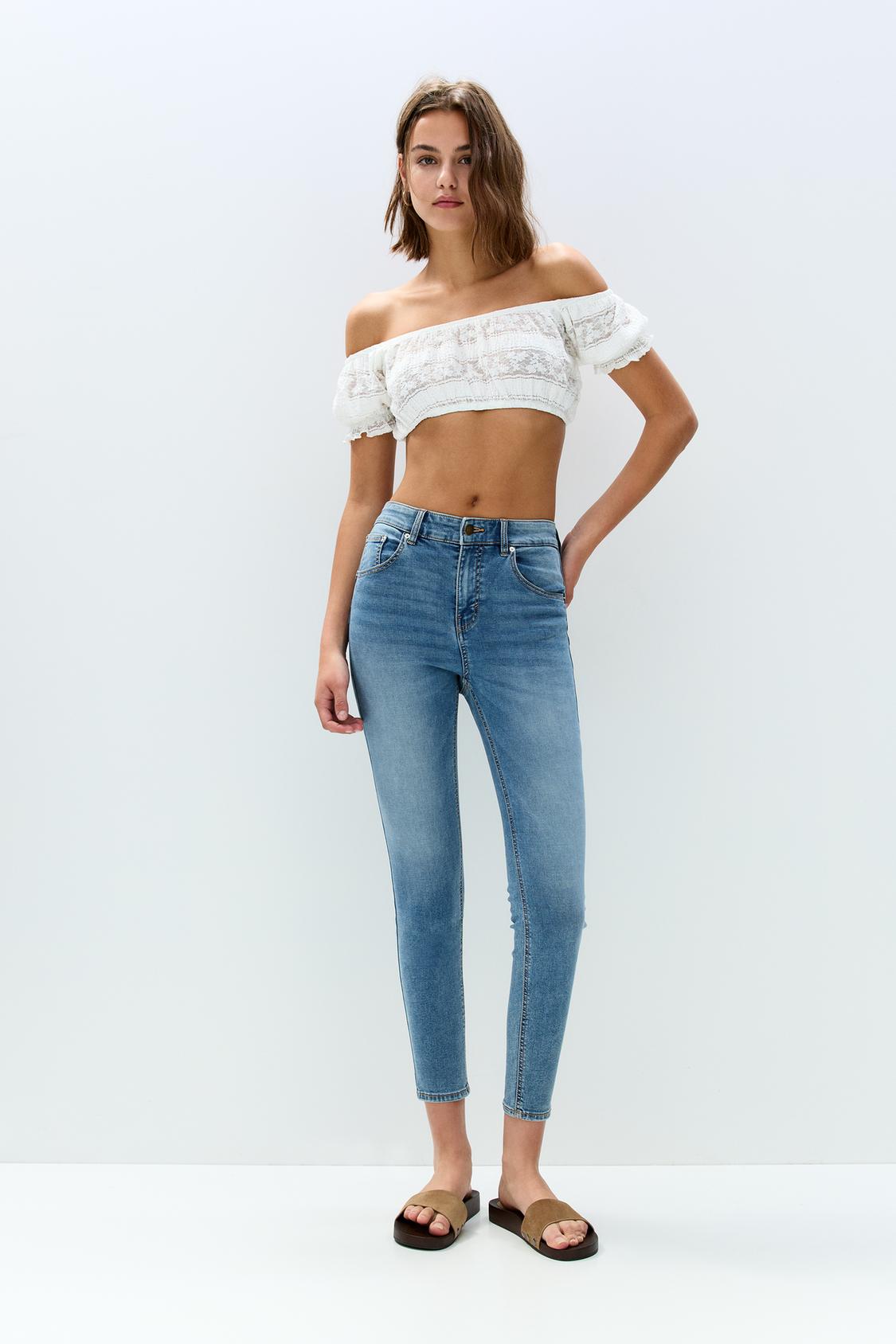 Skinny Pantalon Mujer Pull And Bear Vaqueros Blancos Mujer Pull