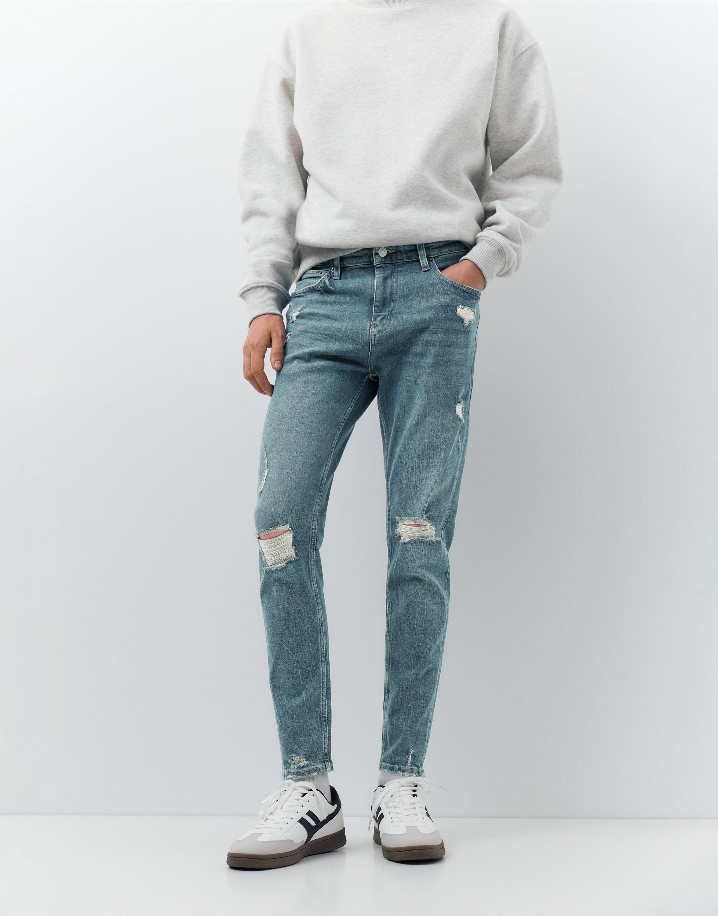 Ripped skinny jeans — Neon blue