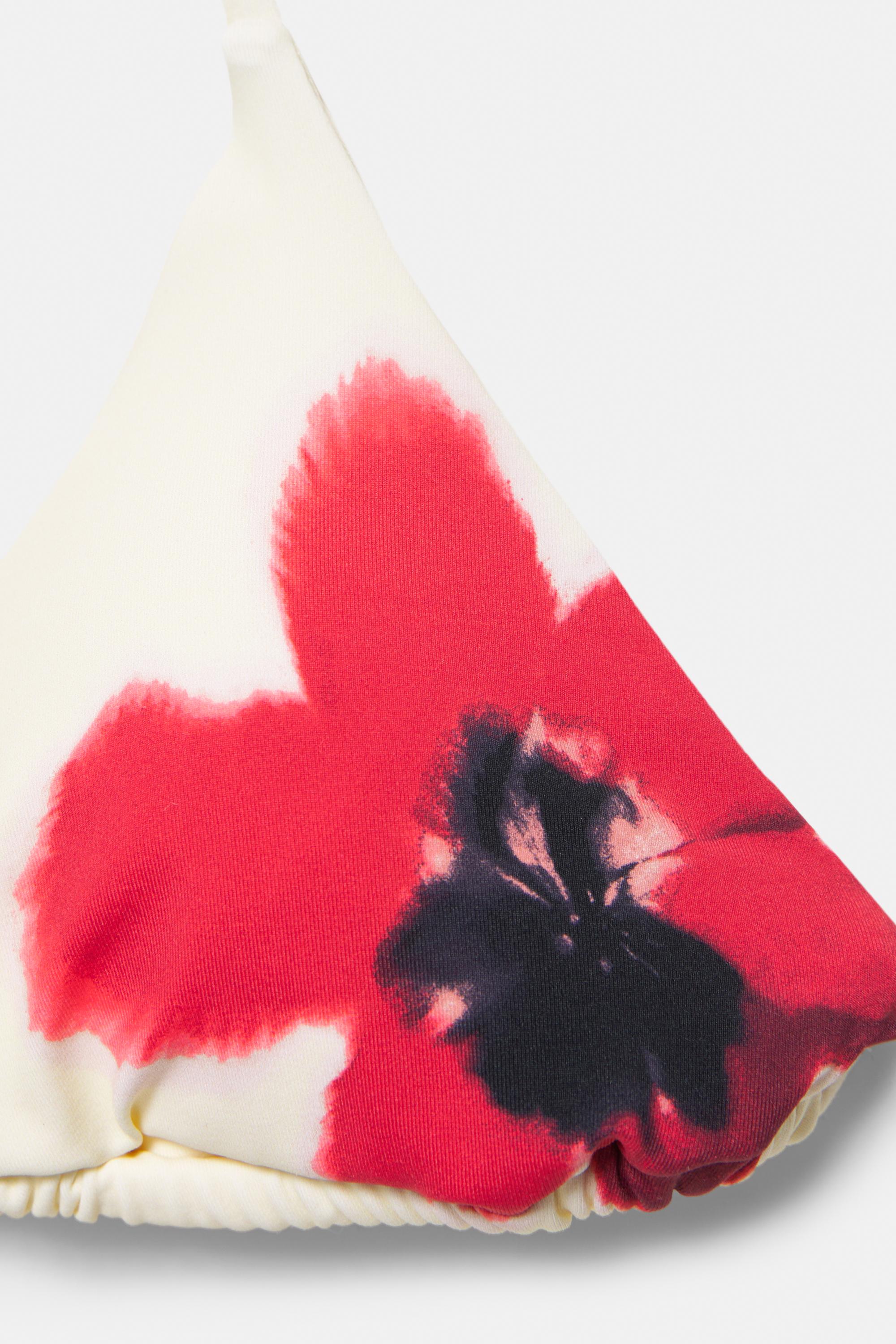 Floral triangle bikini top — Red