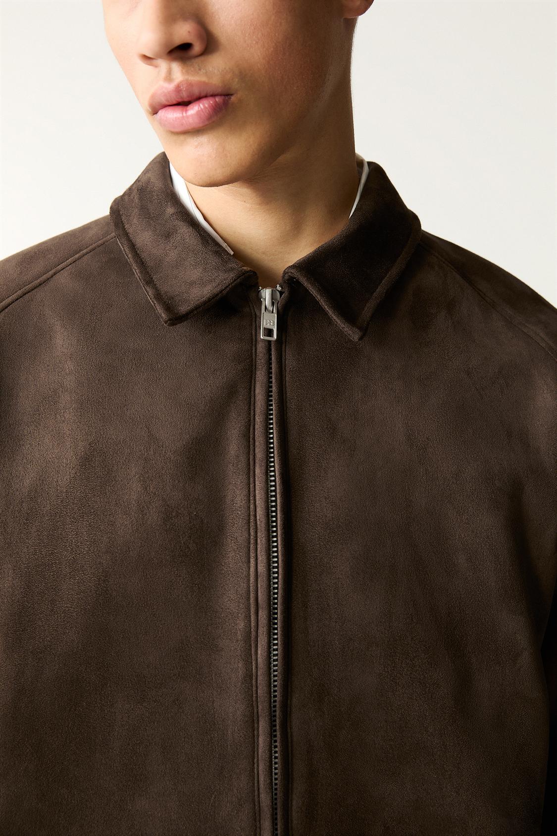 Brown Leather Bomber Pull And Bear Faux Suede Bomber Short Double