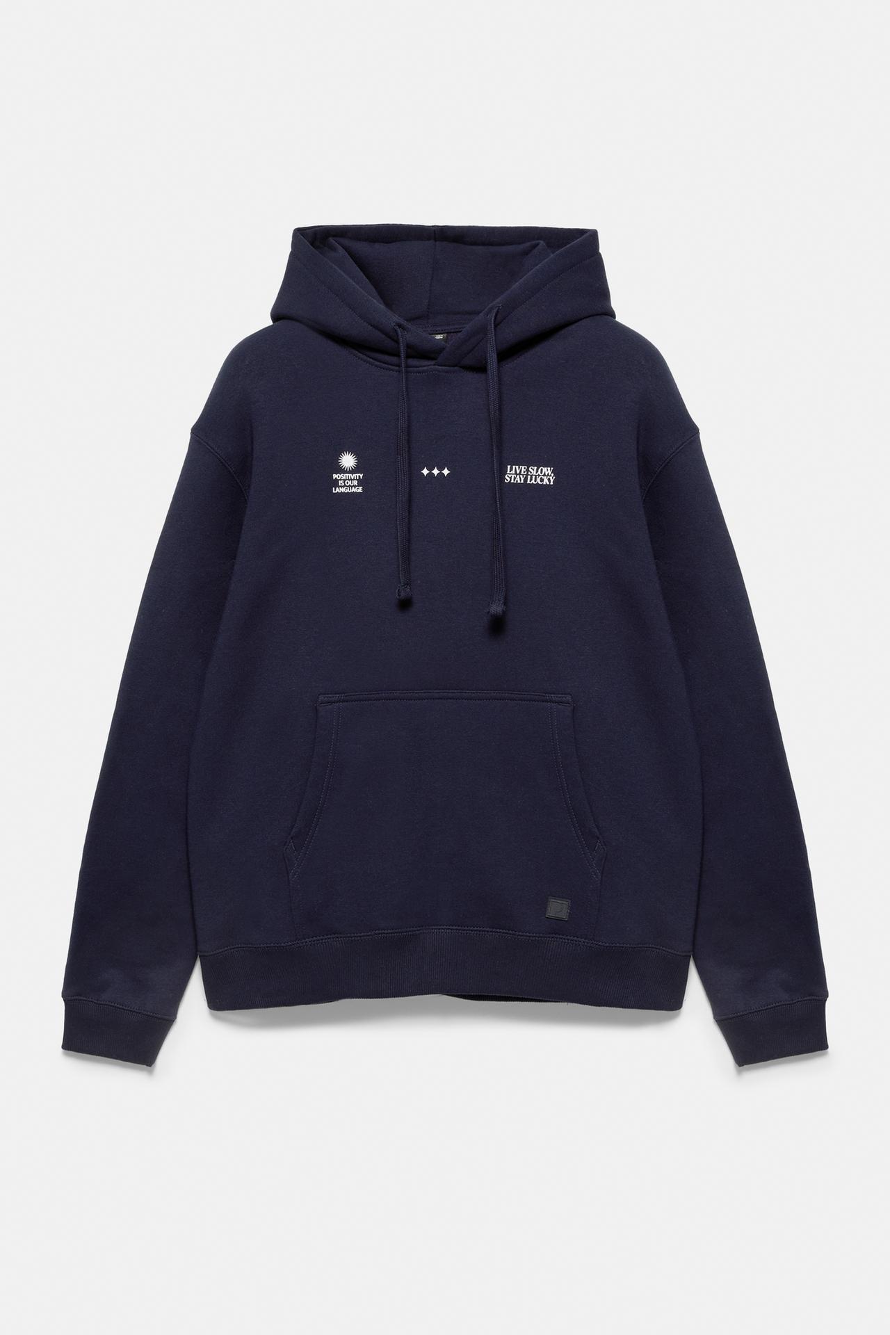 Graphic sweatshirt with a hood — Navy