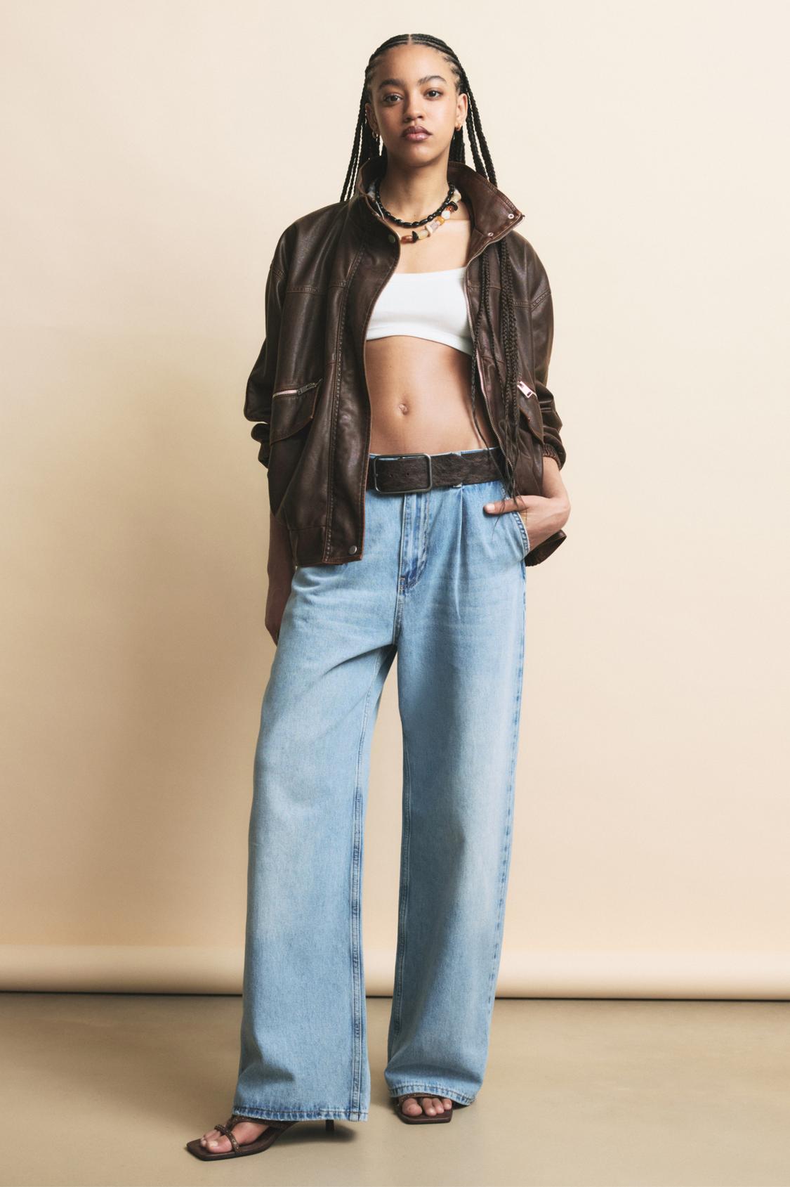 Pull&bear Light Brown Leather Trousers Zalando Kunstlederjacke