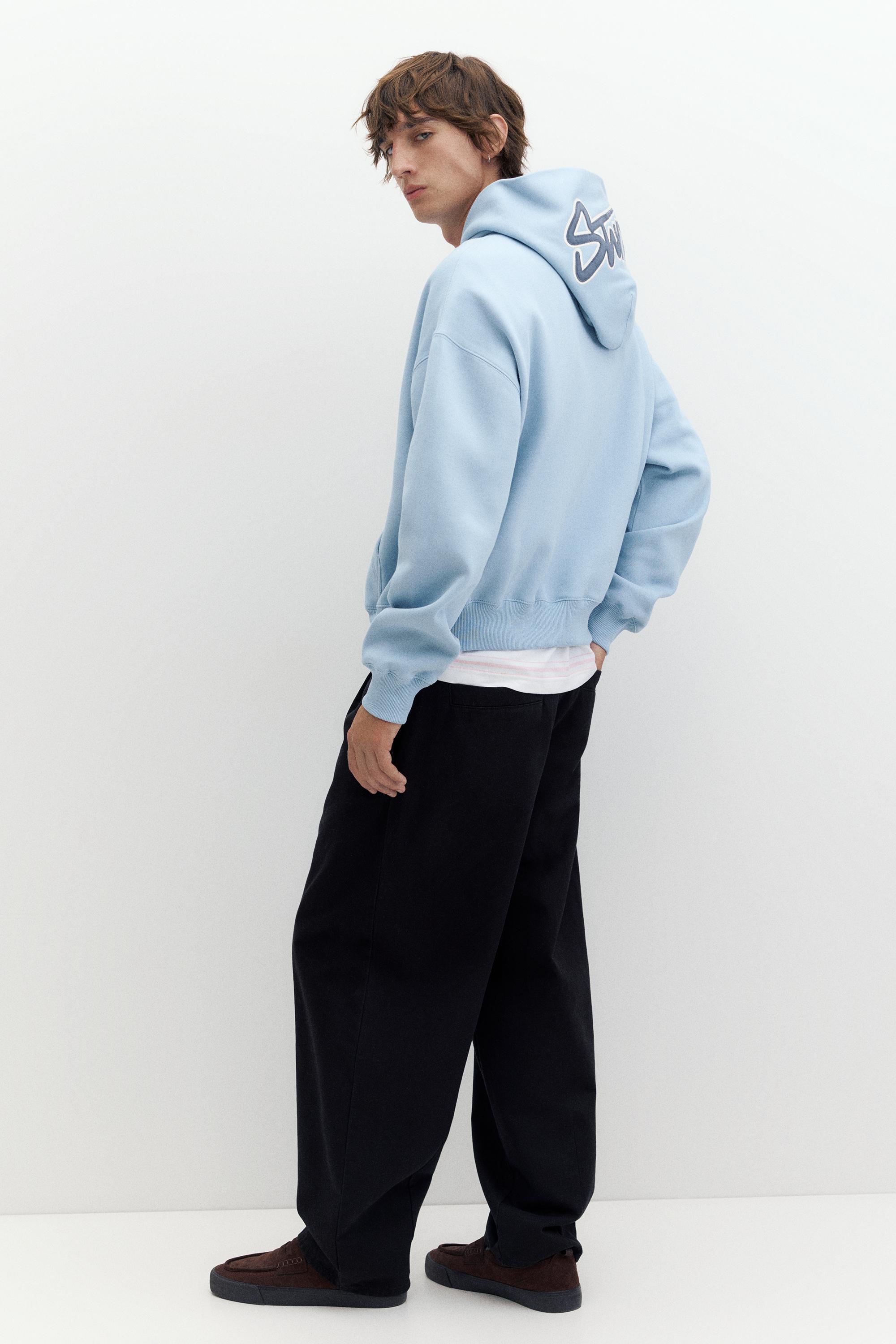 STWD boxy-fit logo hoodie — Sky blue