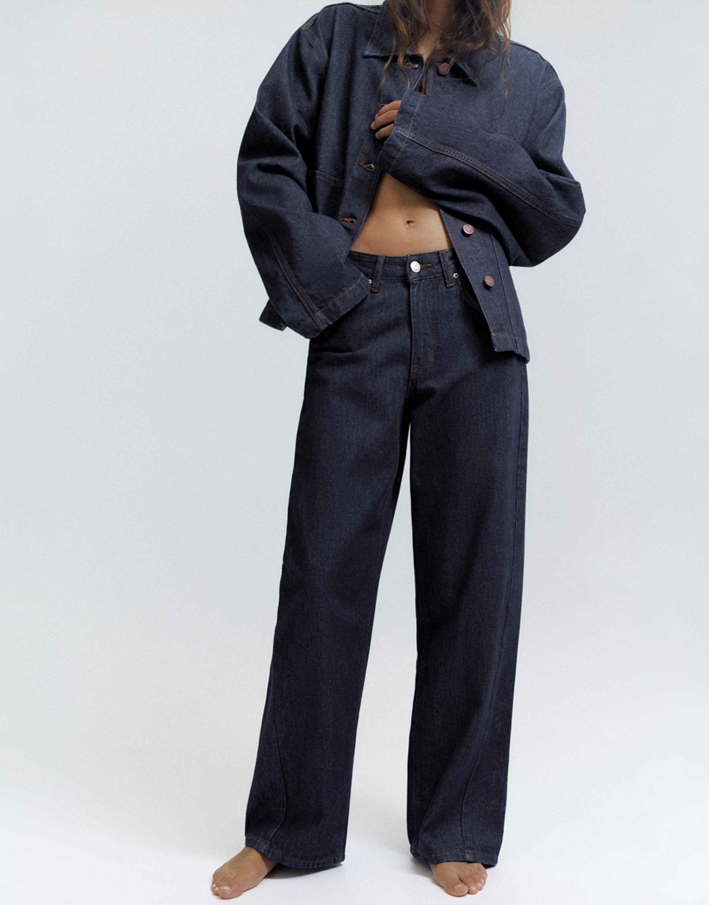 Low-rise barrel jeans — Navy