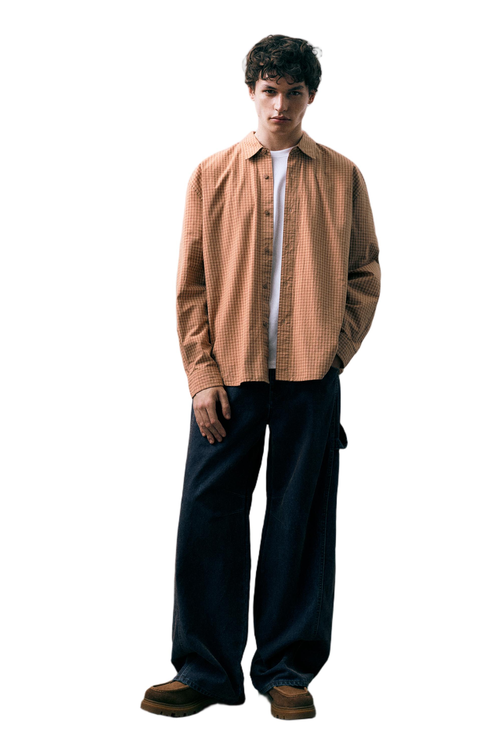 Orange check shirt — Orange