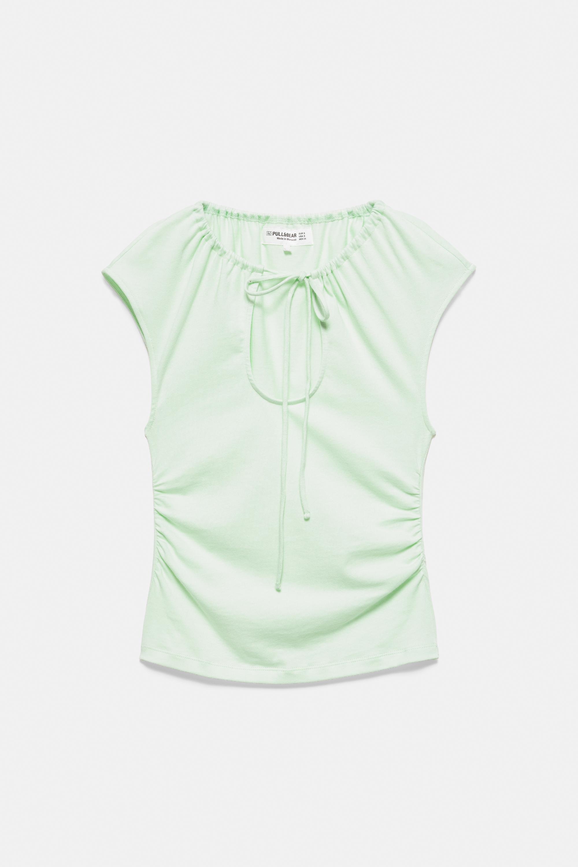 Tie-neck top — Pale green