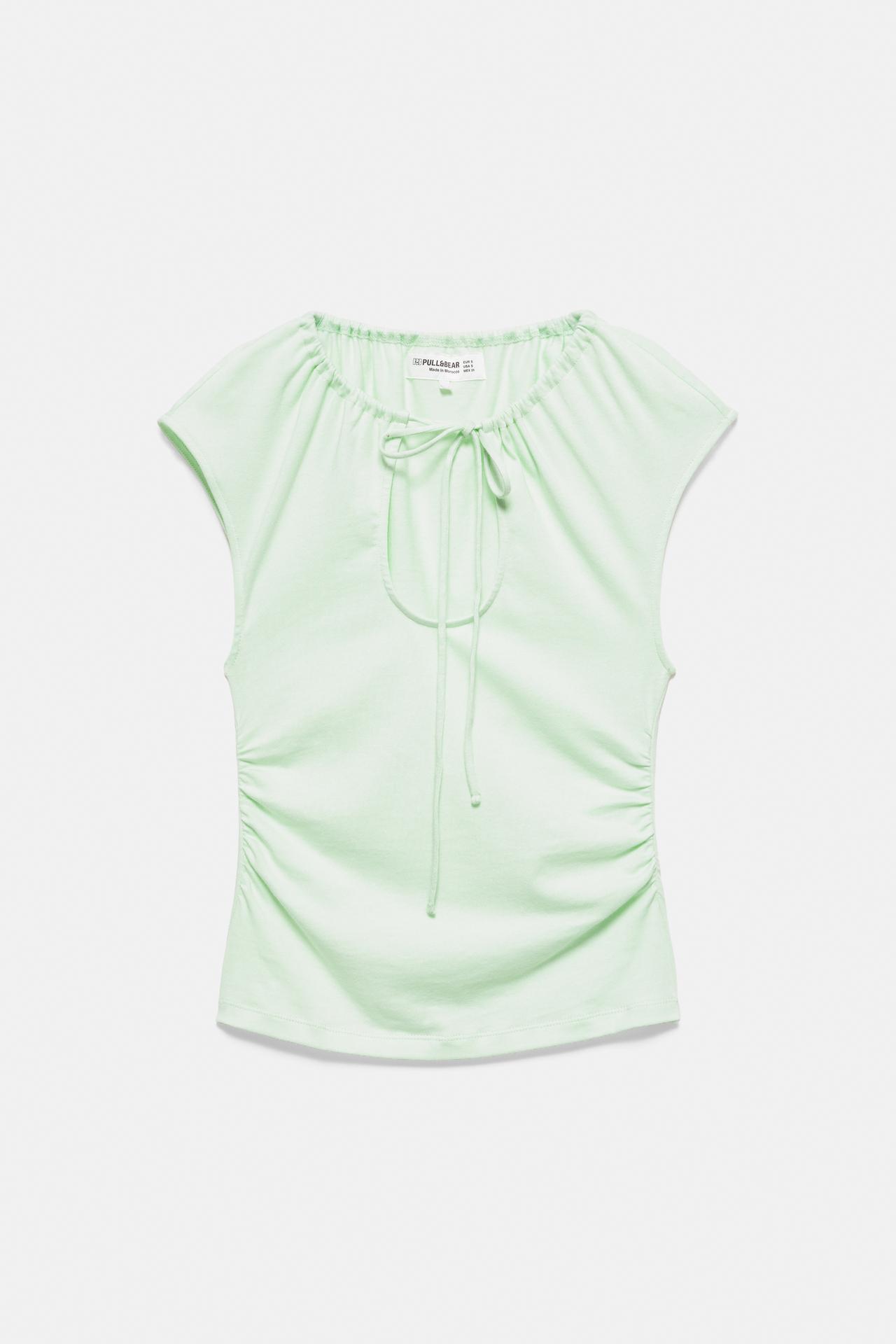 Tie-neck top — Pale green