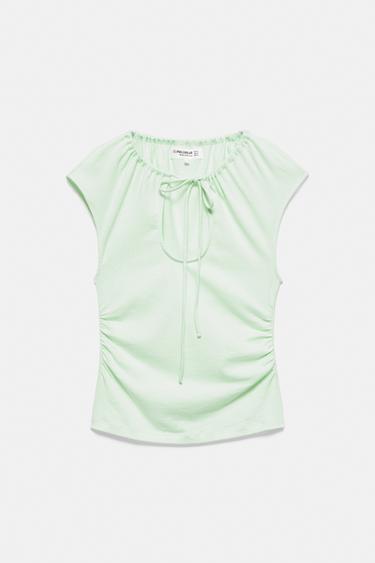 Tie-neck top — Pale green 7