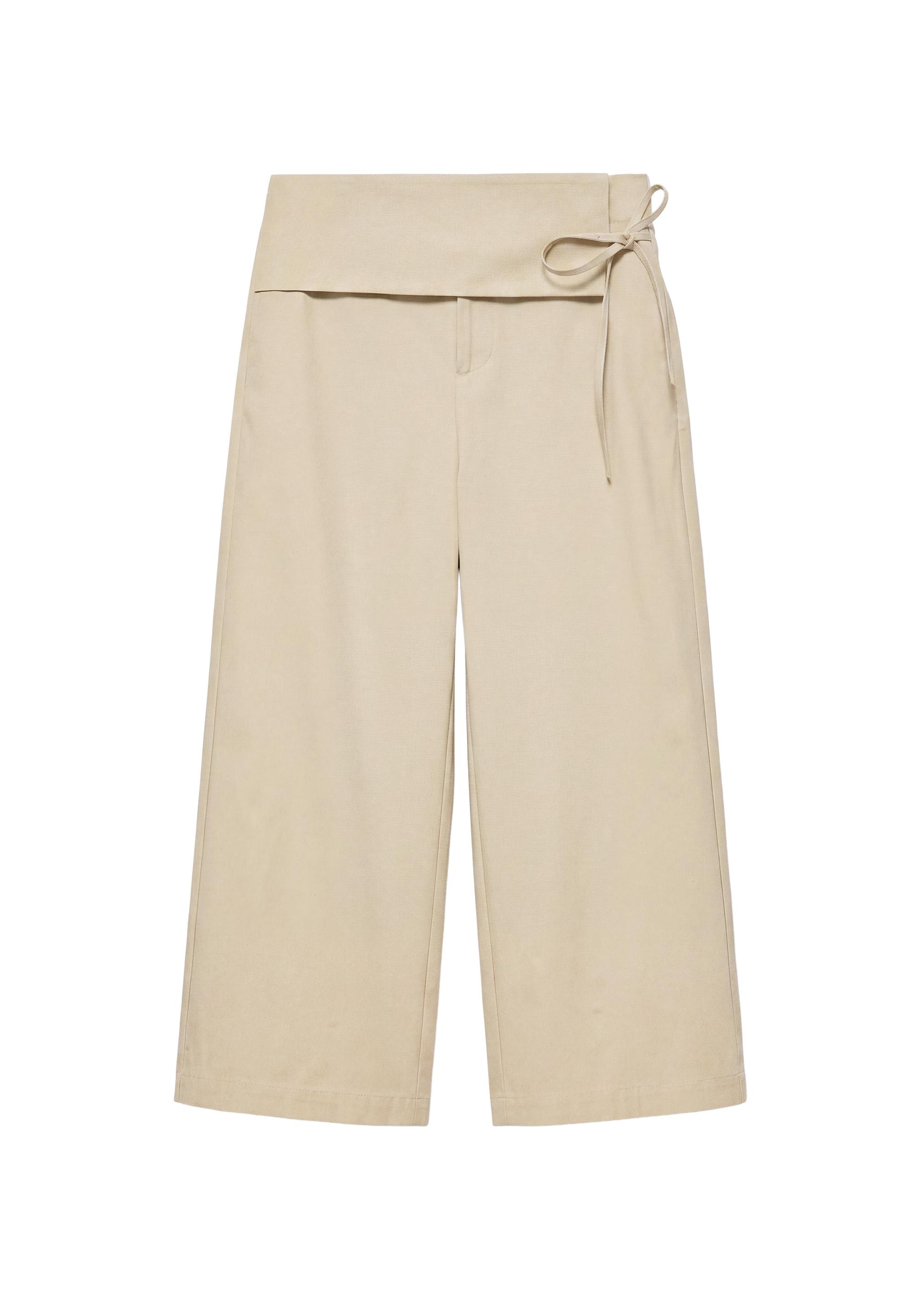 Sash tie culottes — Light camel