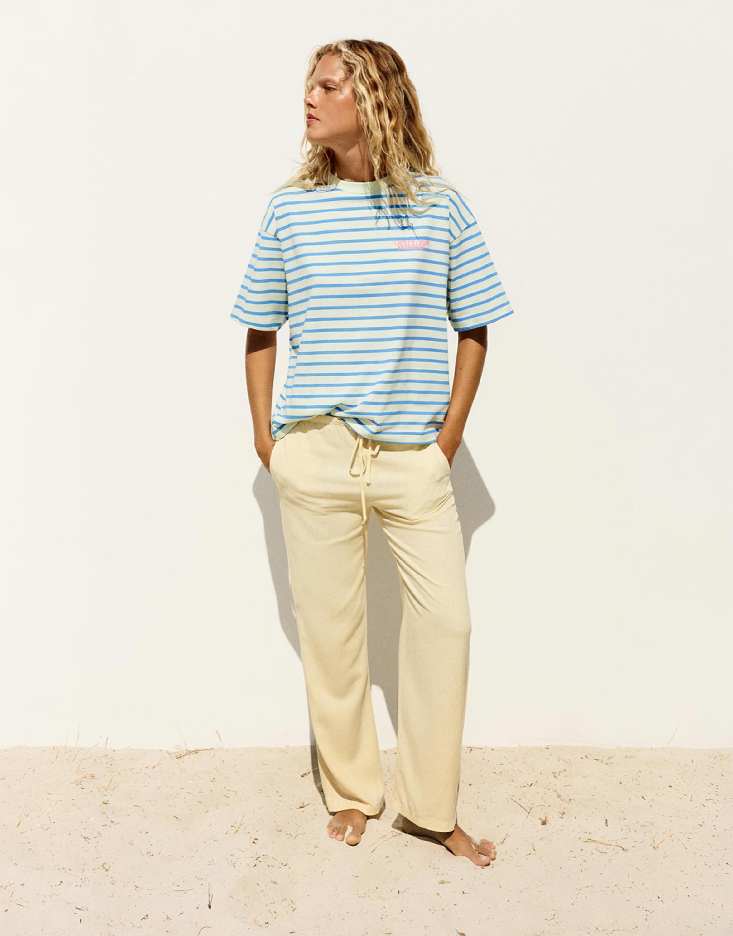 Oversize striped T-shirt — Blue/White