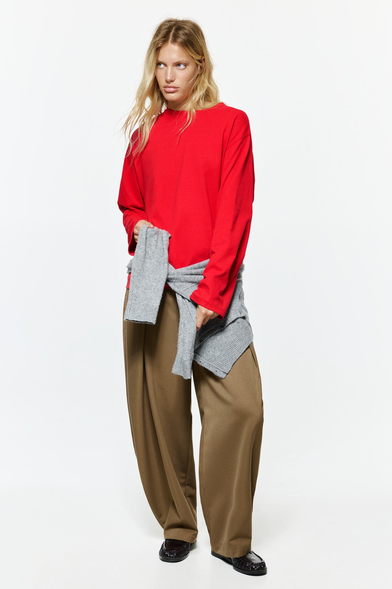 Oversize long sleeve T-shirt — Red