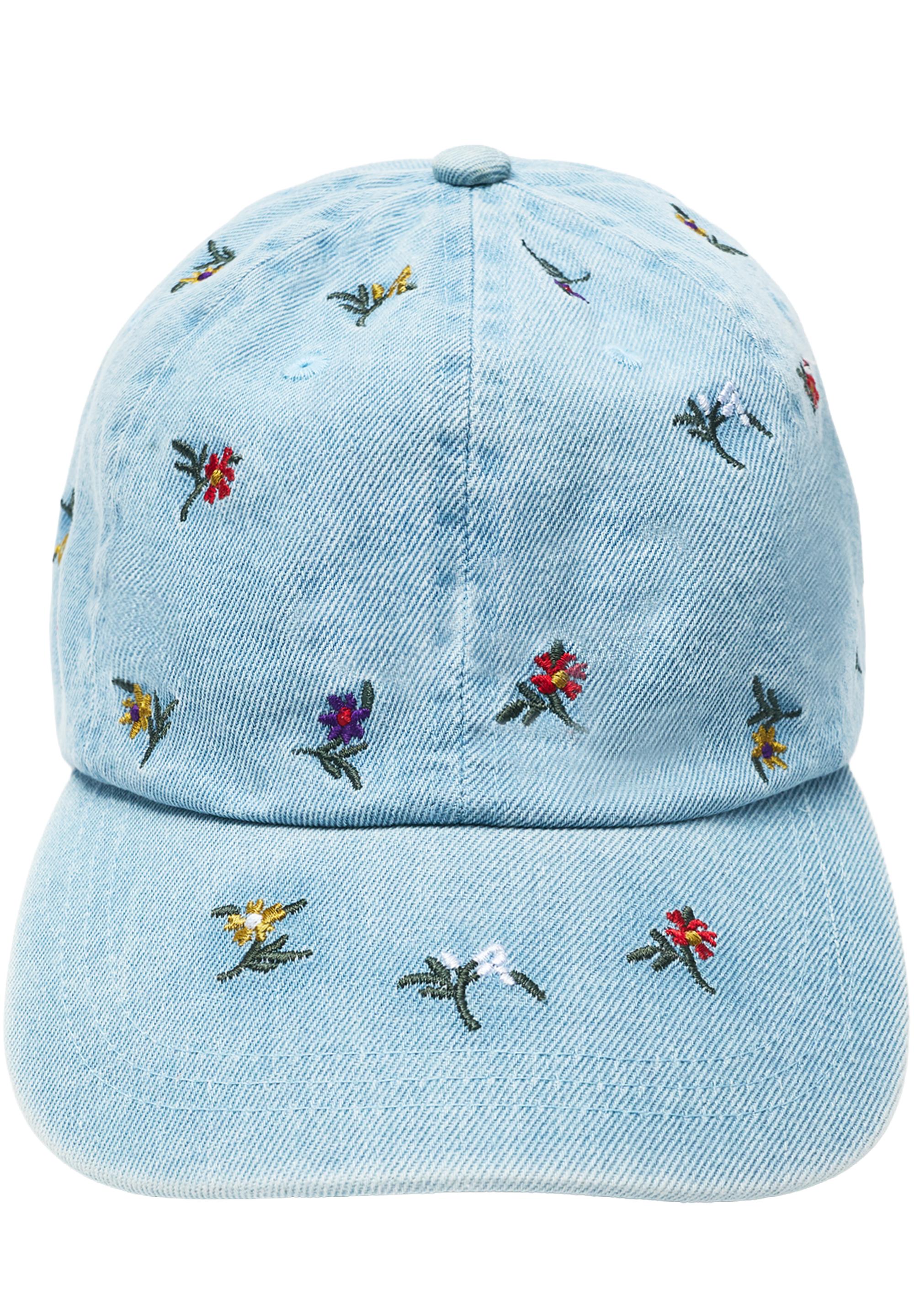 Embroidered floral cap — Black