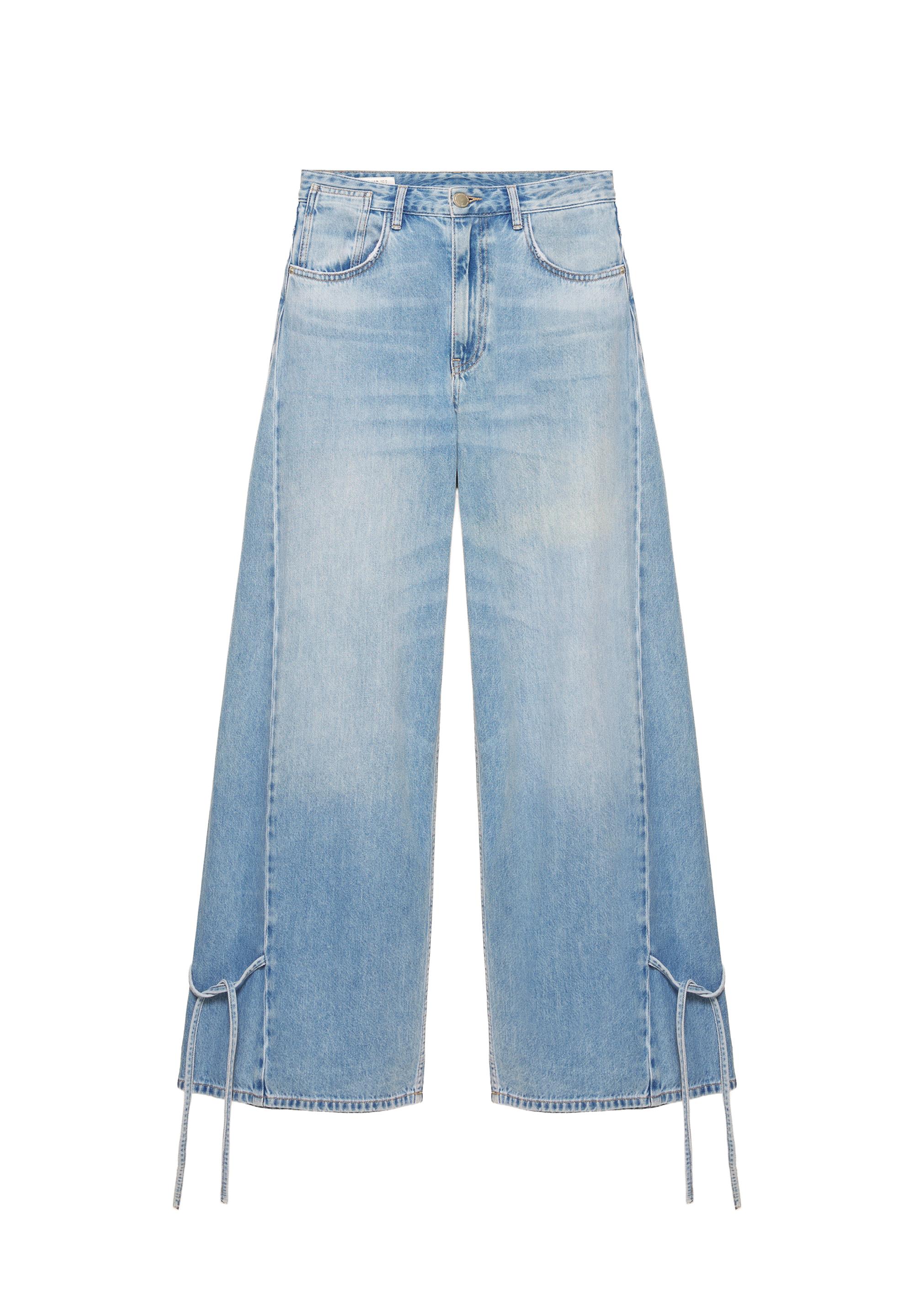Wide-leg jeans with bows — Pale blue