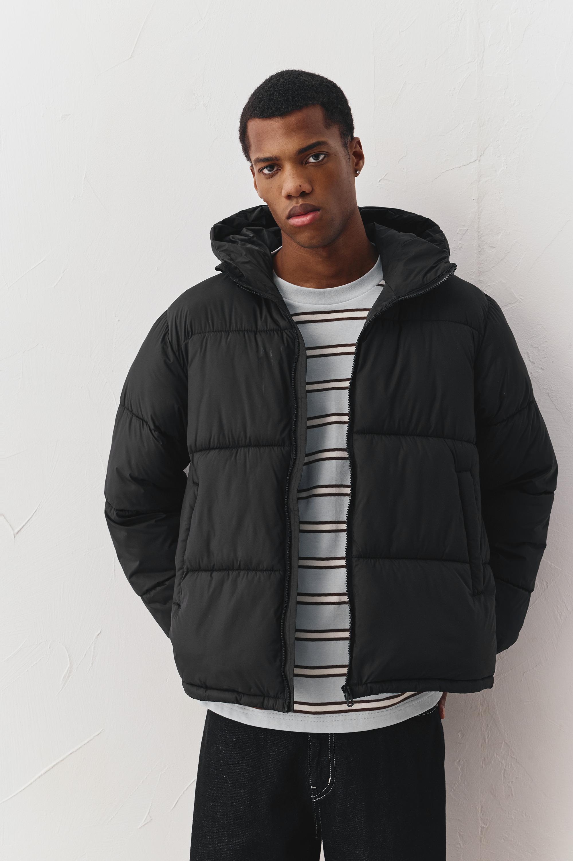 Padded jacket with hood — Black