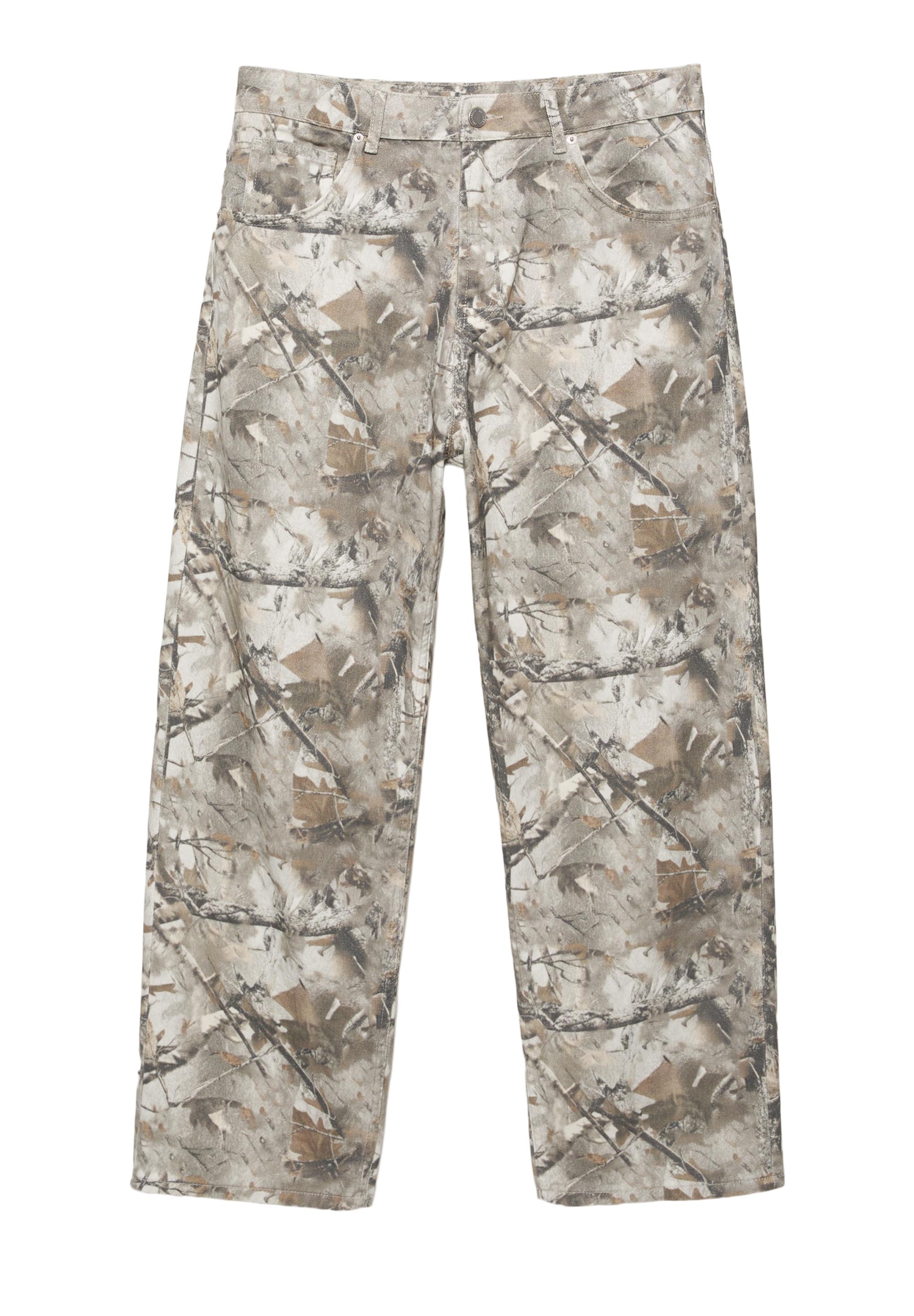 Printed trousers with pockets — Beige/Green
