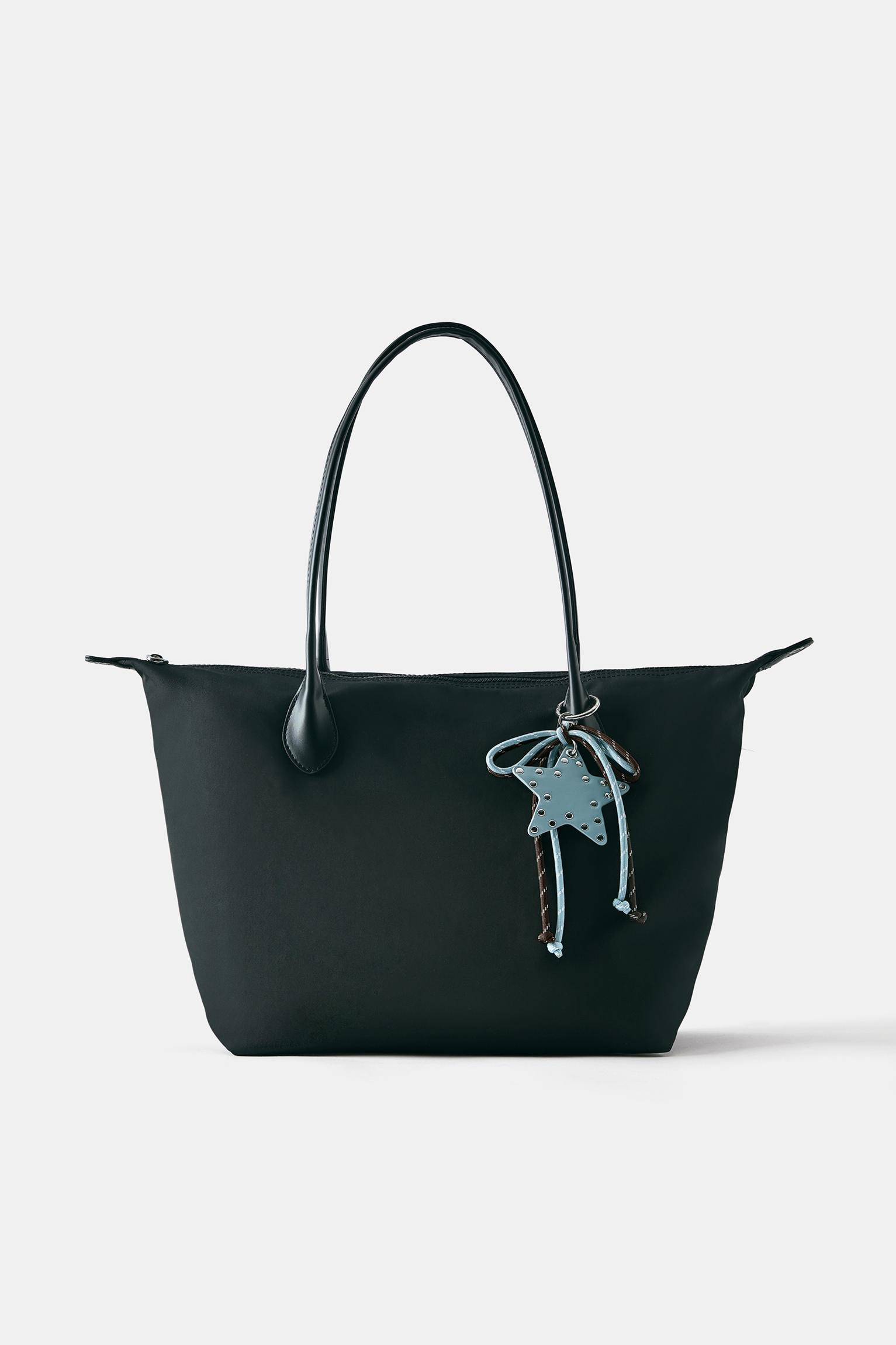 Embellished nylon tote bag — Black