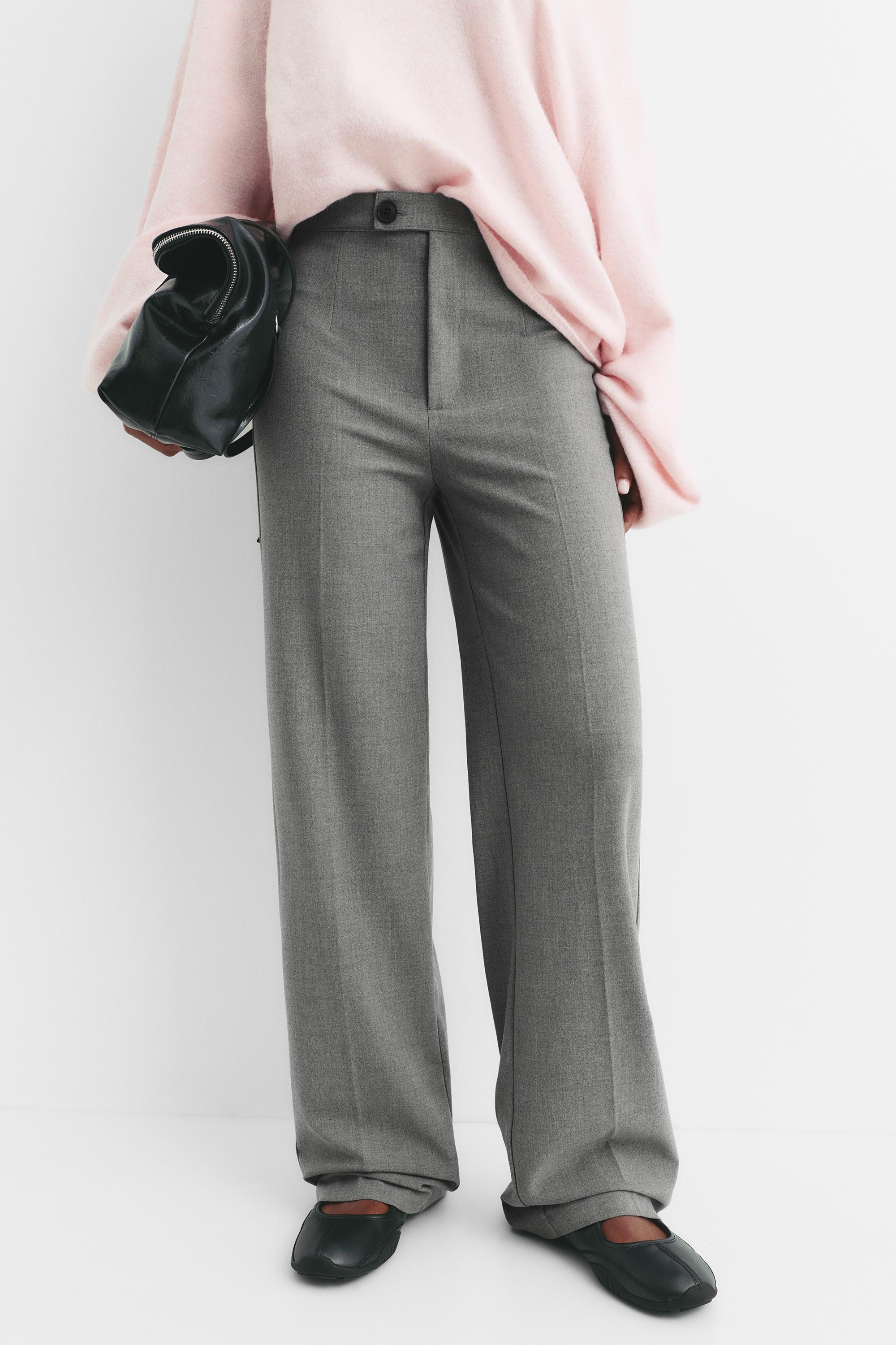 Straight-leg darted trousers — Medium grey