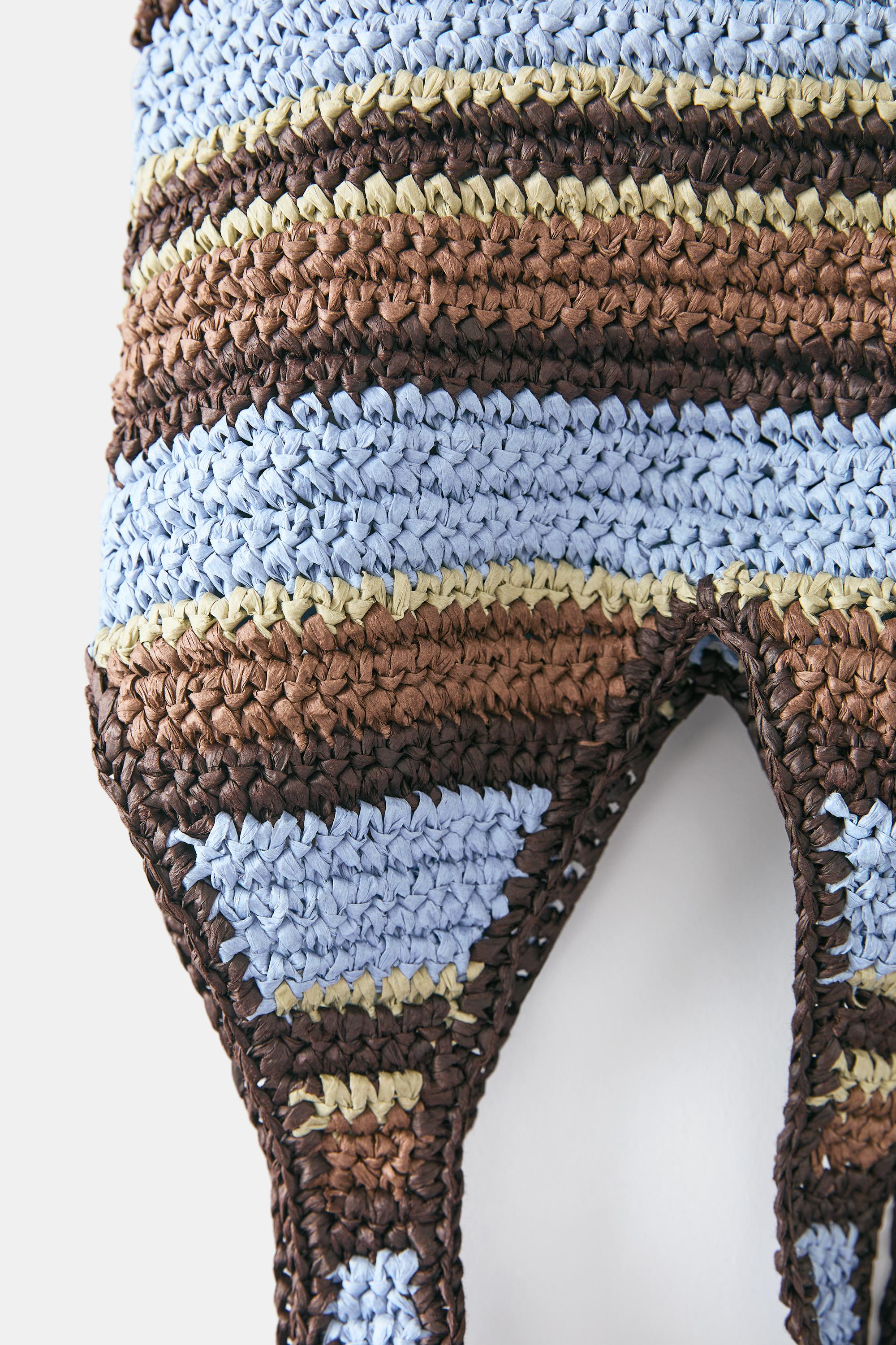 Striped woven shoulder bag — Blue