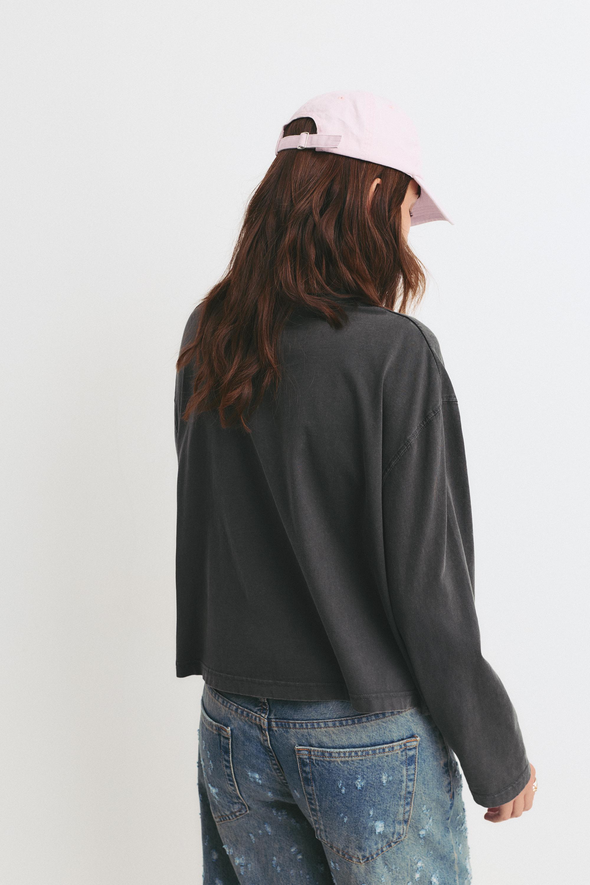 Uzun kollu boxy t-shirt - Görsel 2