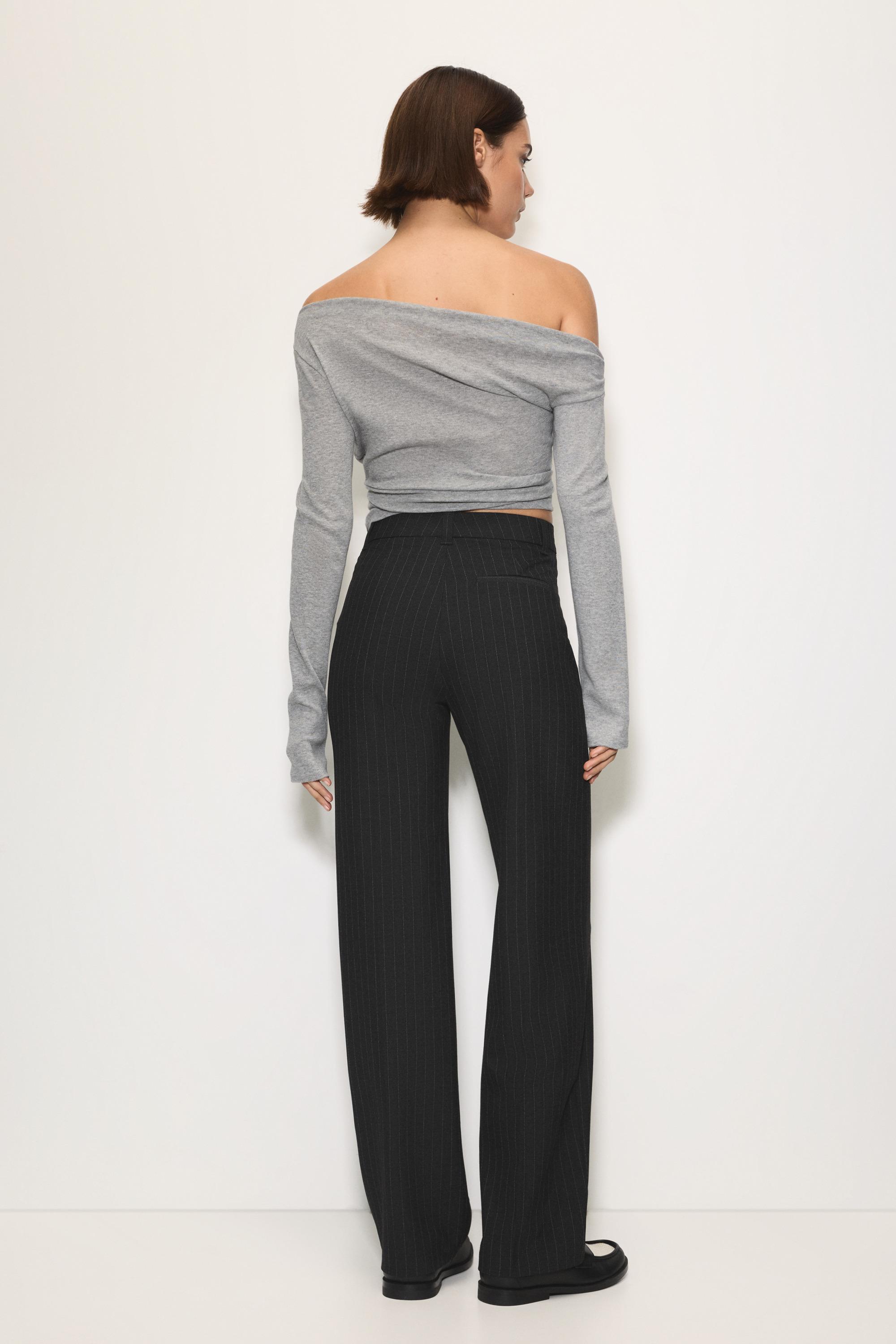 Smart high-waist straight-leg trousers — Dark grey
