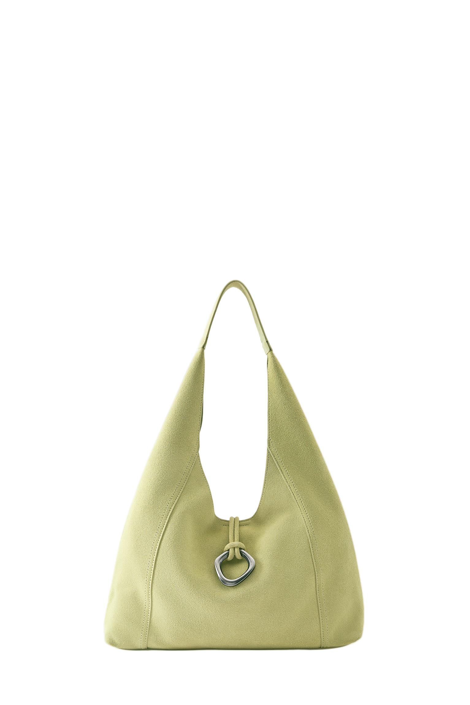 Leather ring shopper bag — Green