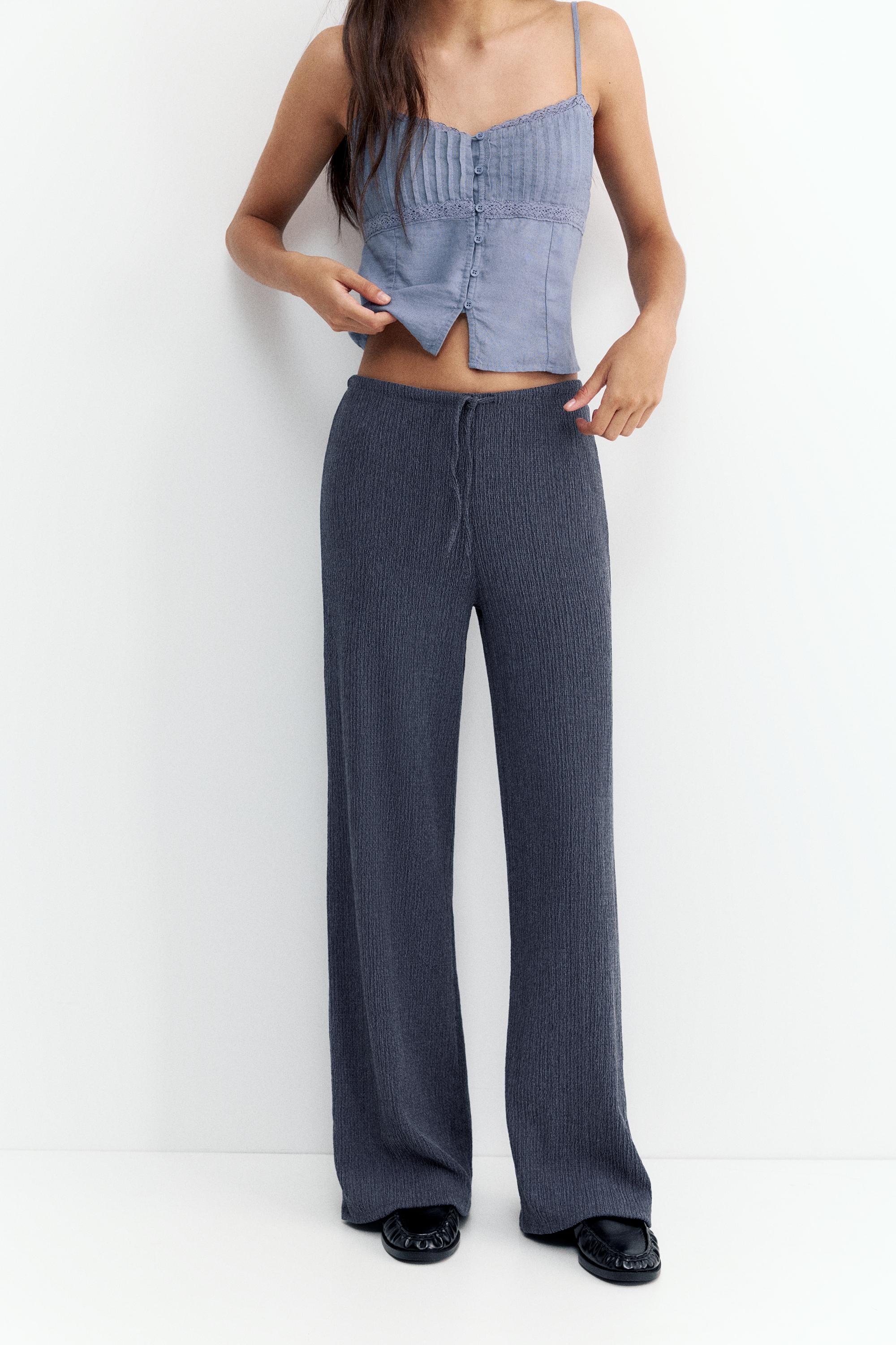 Wide-leg crepe trousers — Navy
