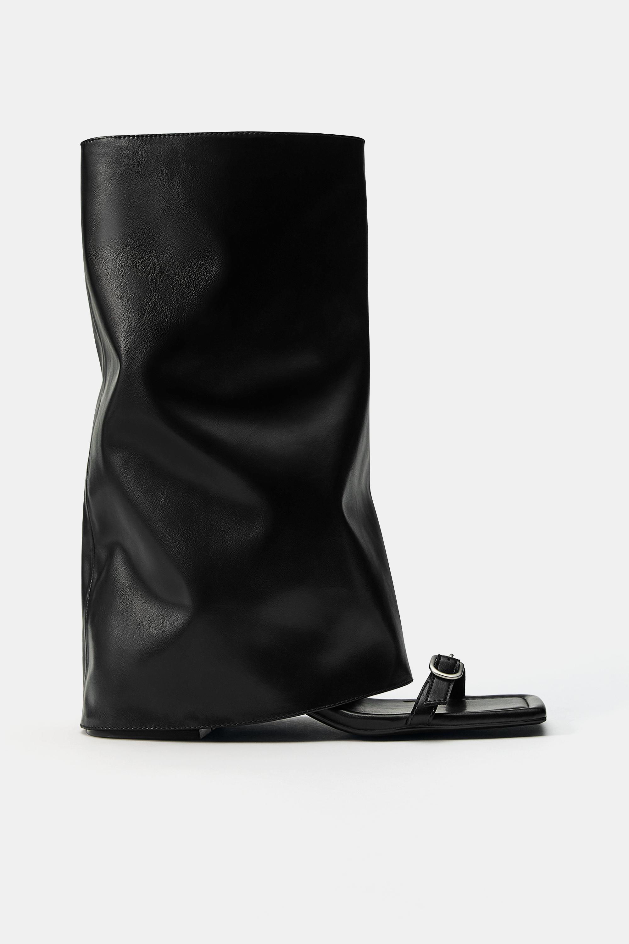 Heeled ankle-boot sandals — Black