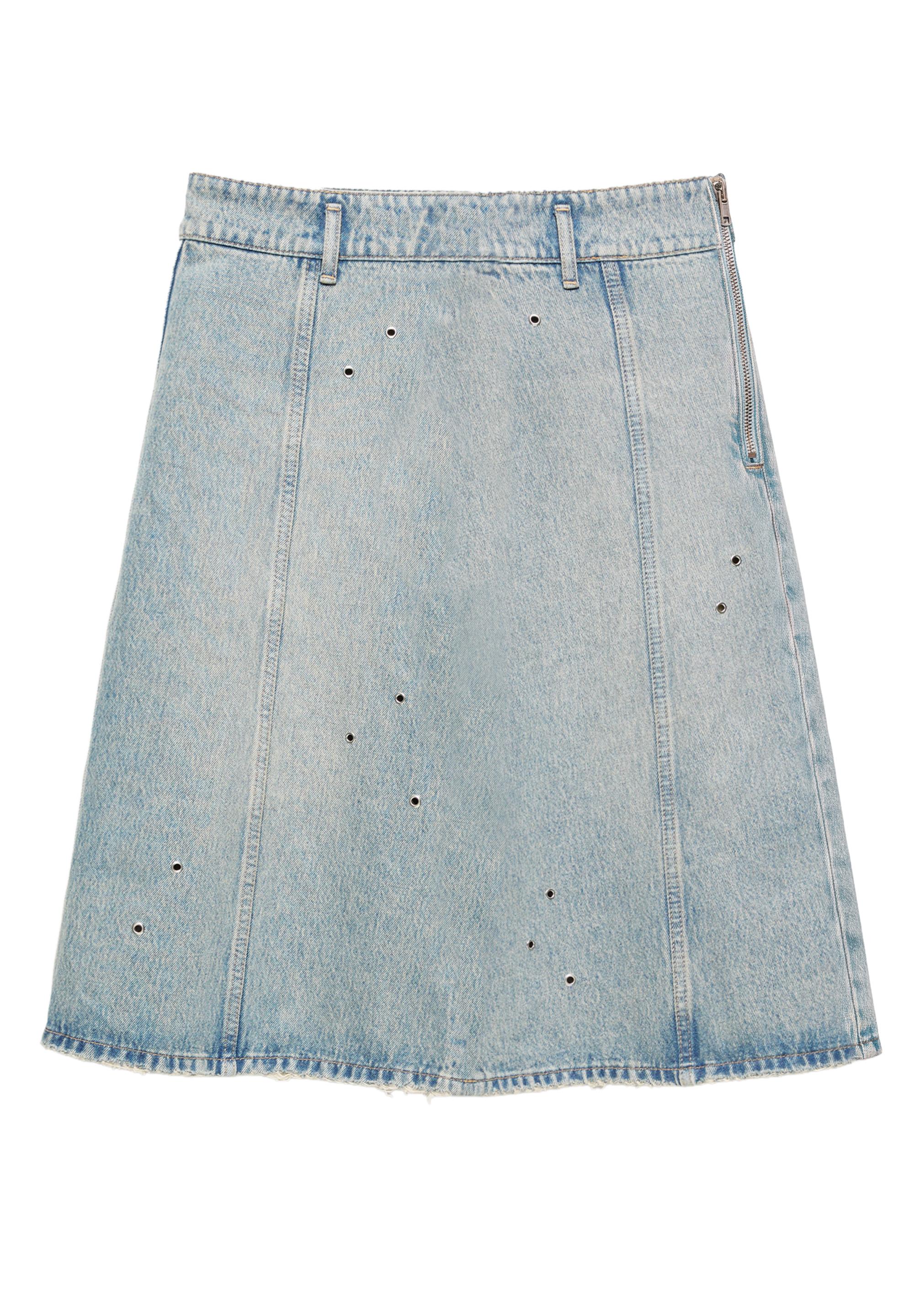 Eyelet midi skirt — Pale blue