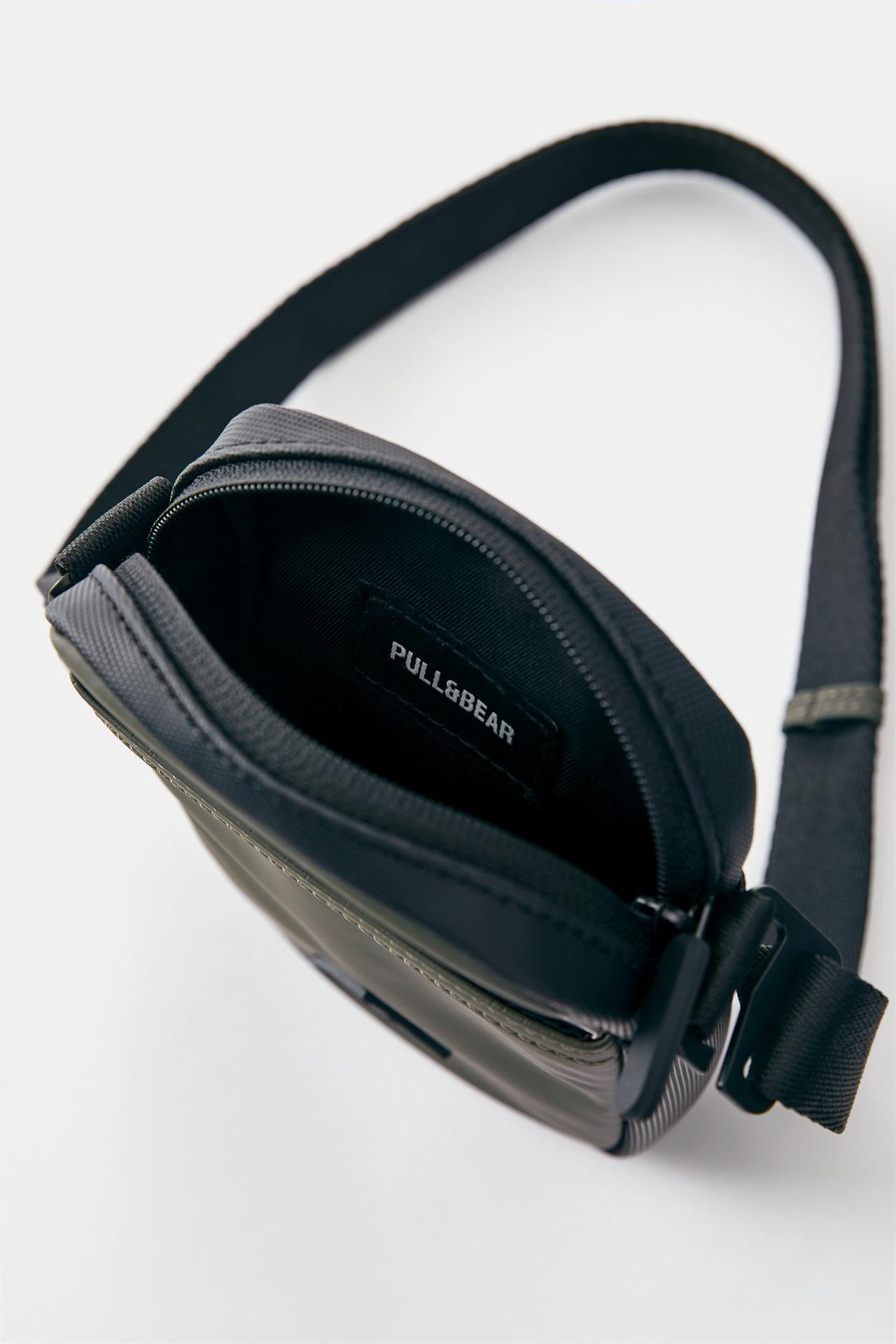 Rubberised crossbody bag — Khaki
