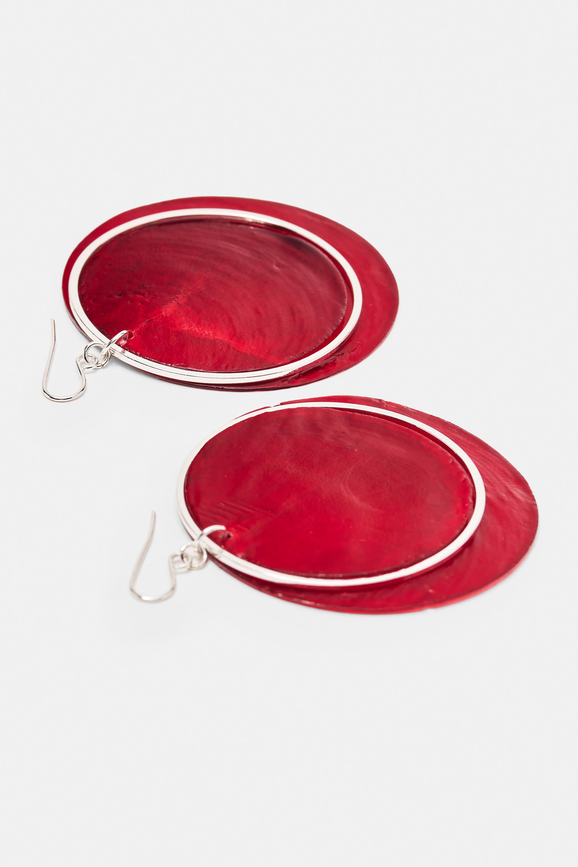 Mother-of-pearl-effect double earrings — Red