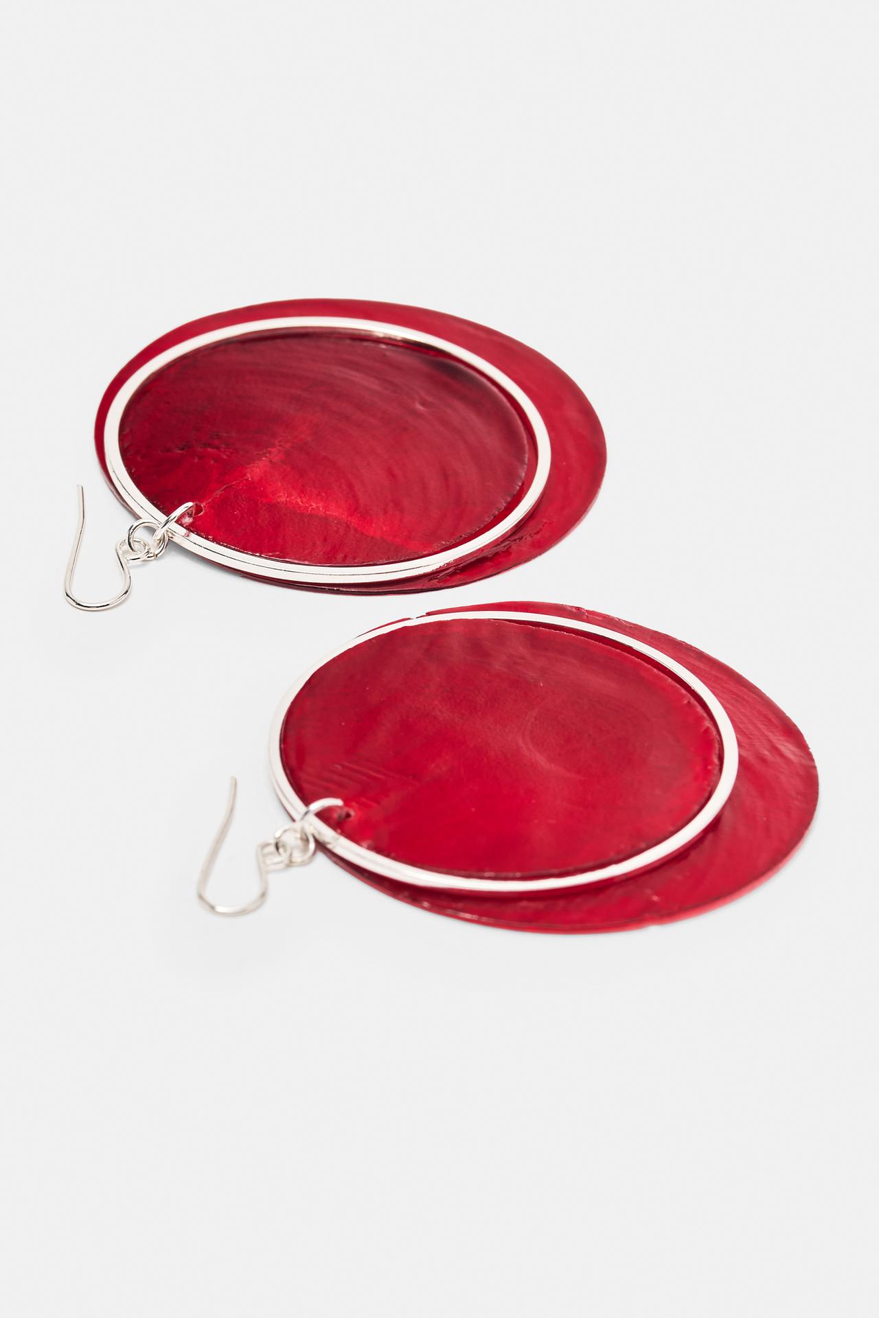 Mother-of-pearl-effect double earrings — Red