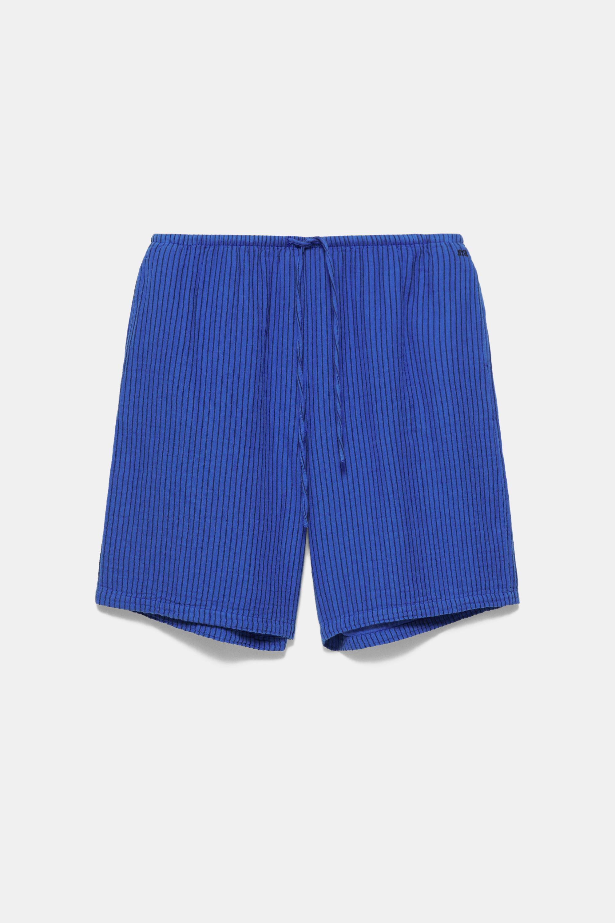 Rustic blue striped Bermuda shorts — Indigo