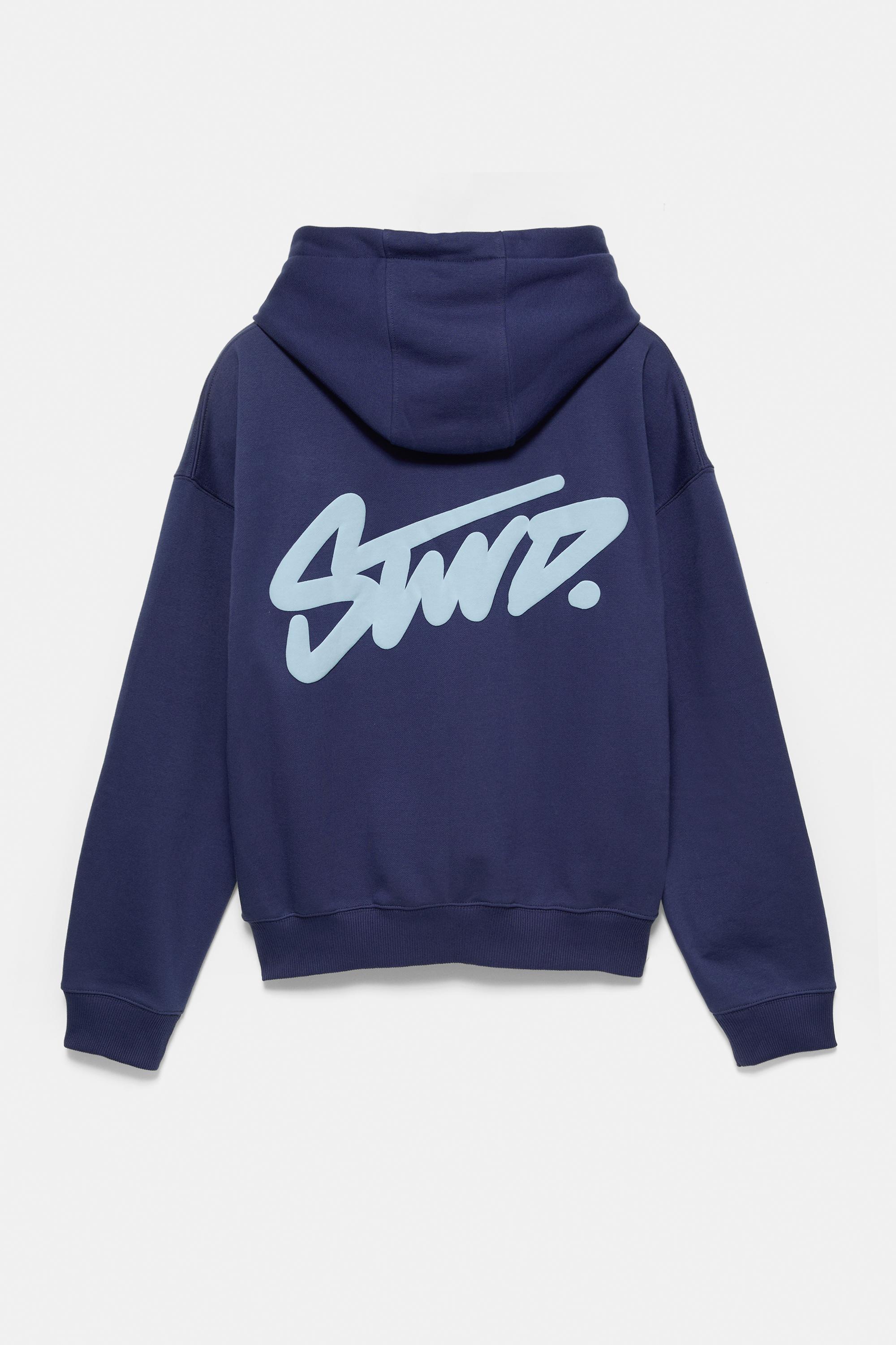 STWD logo boxy hoodie — Navy (alternate view)