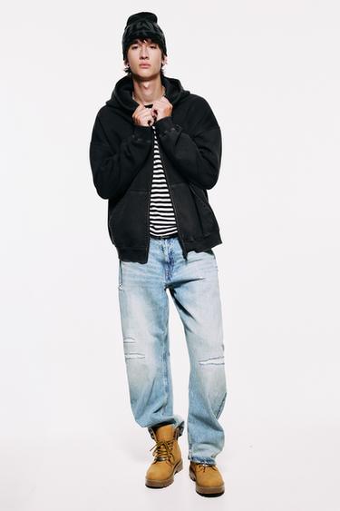 STWD hood zip-up sweatshirt — Black 5