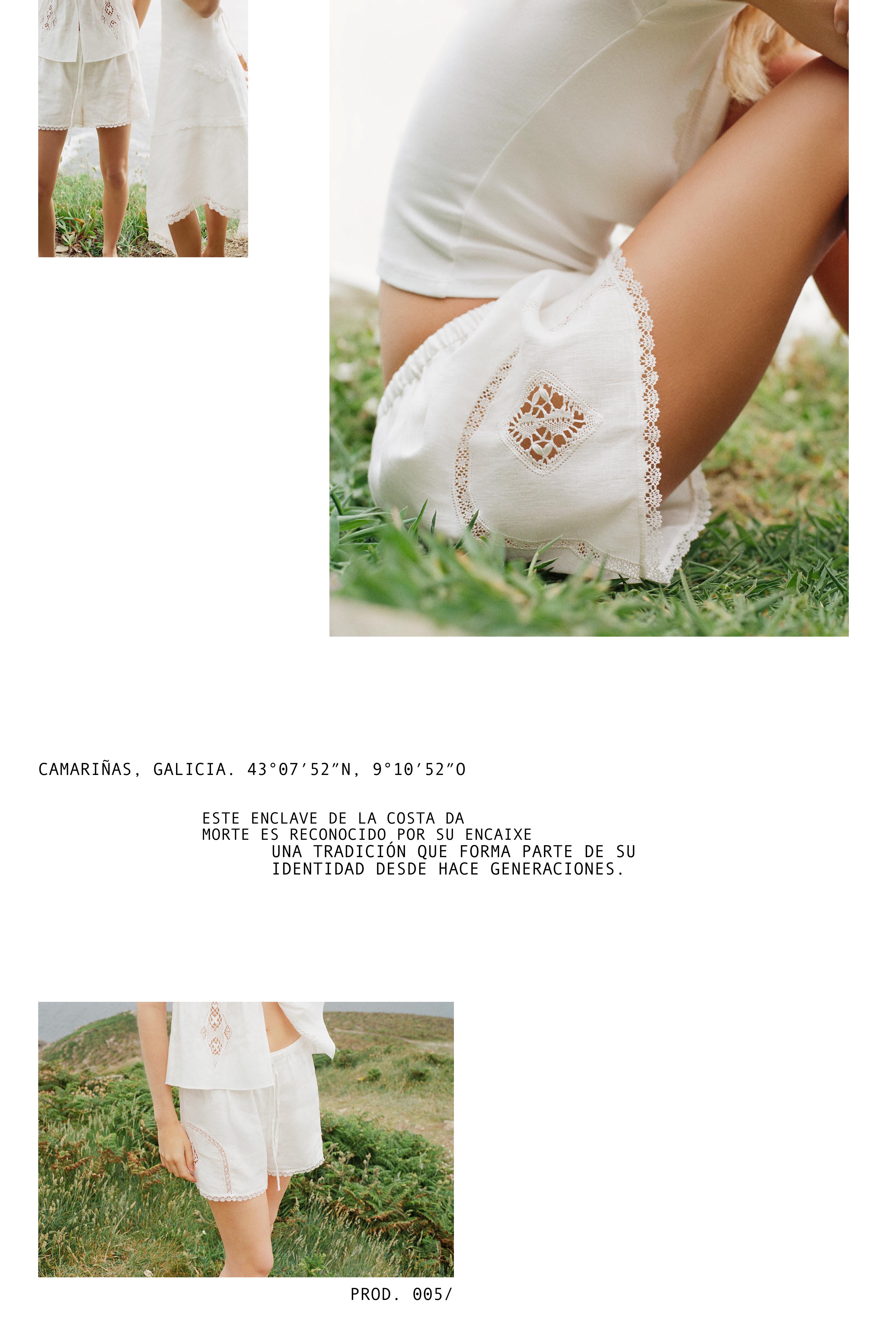 100% linen Encaixe de Camariñas x Pull&Bear shorts — Off white