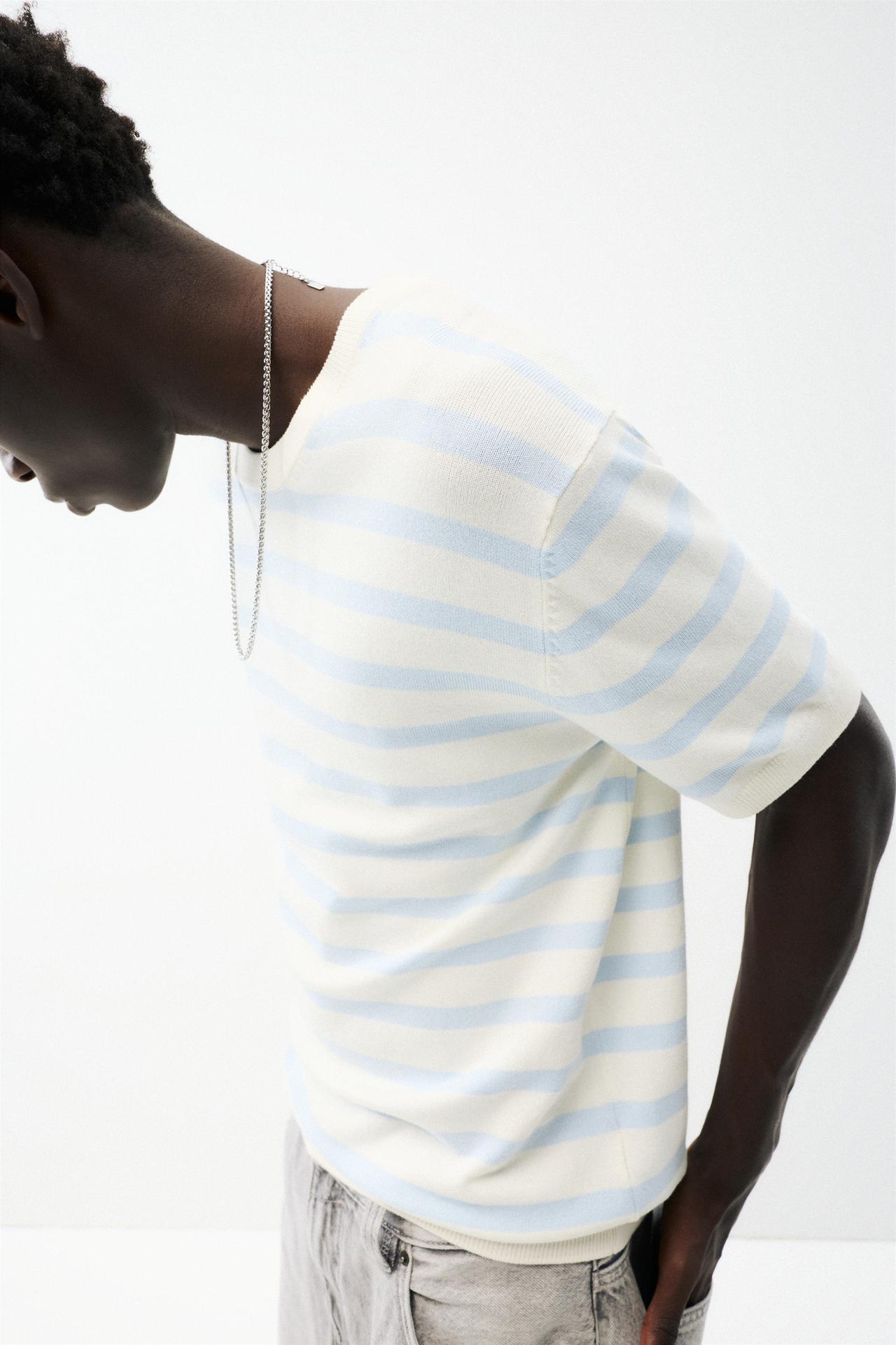 Short sleeve jumper — White/Sky Blue