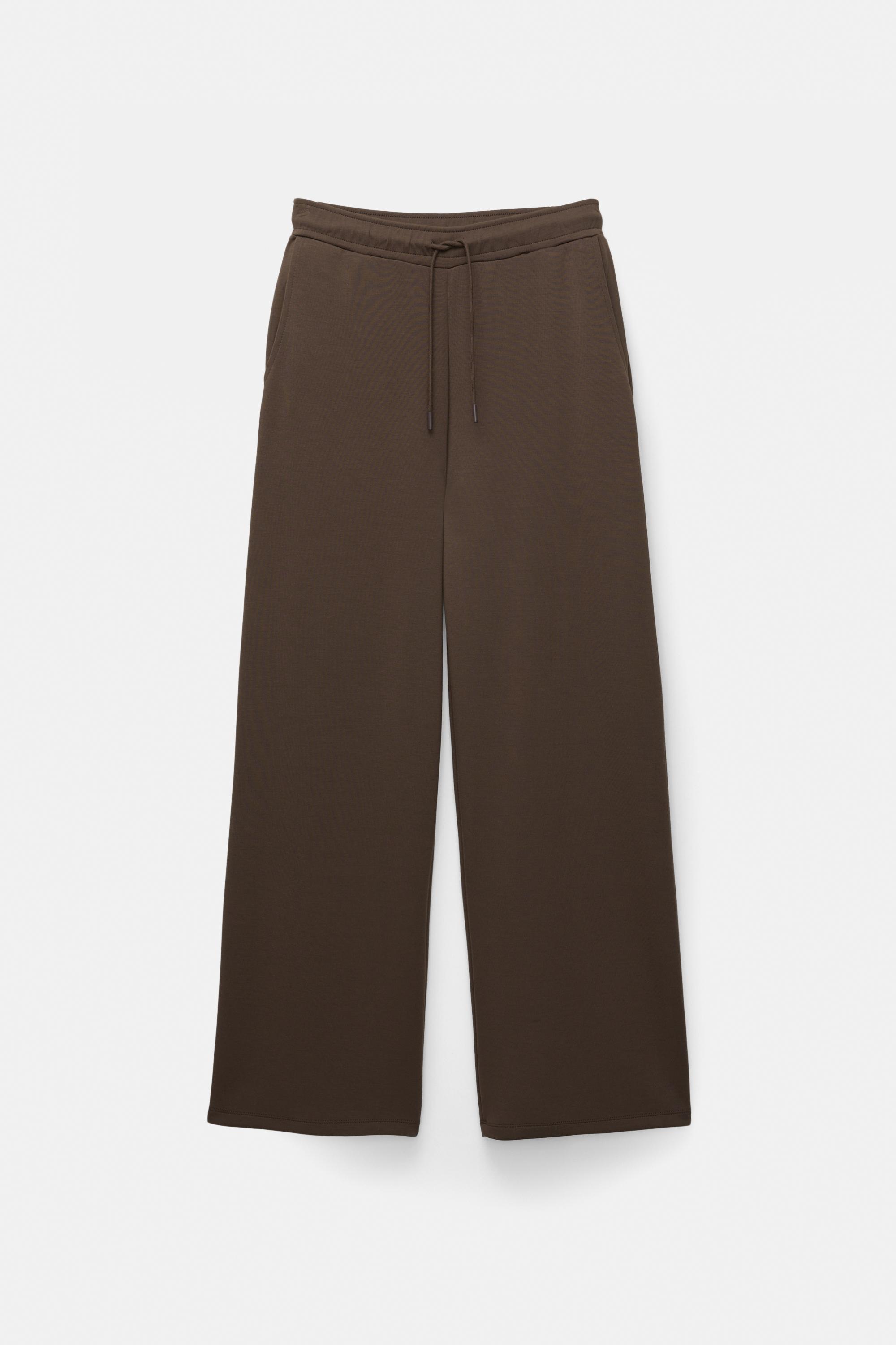 Soft-touch wide-leg trousers — Brown
