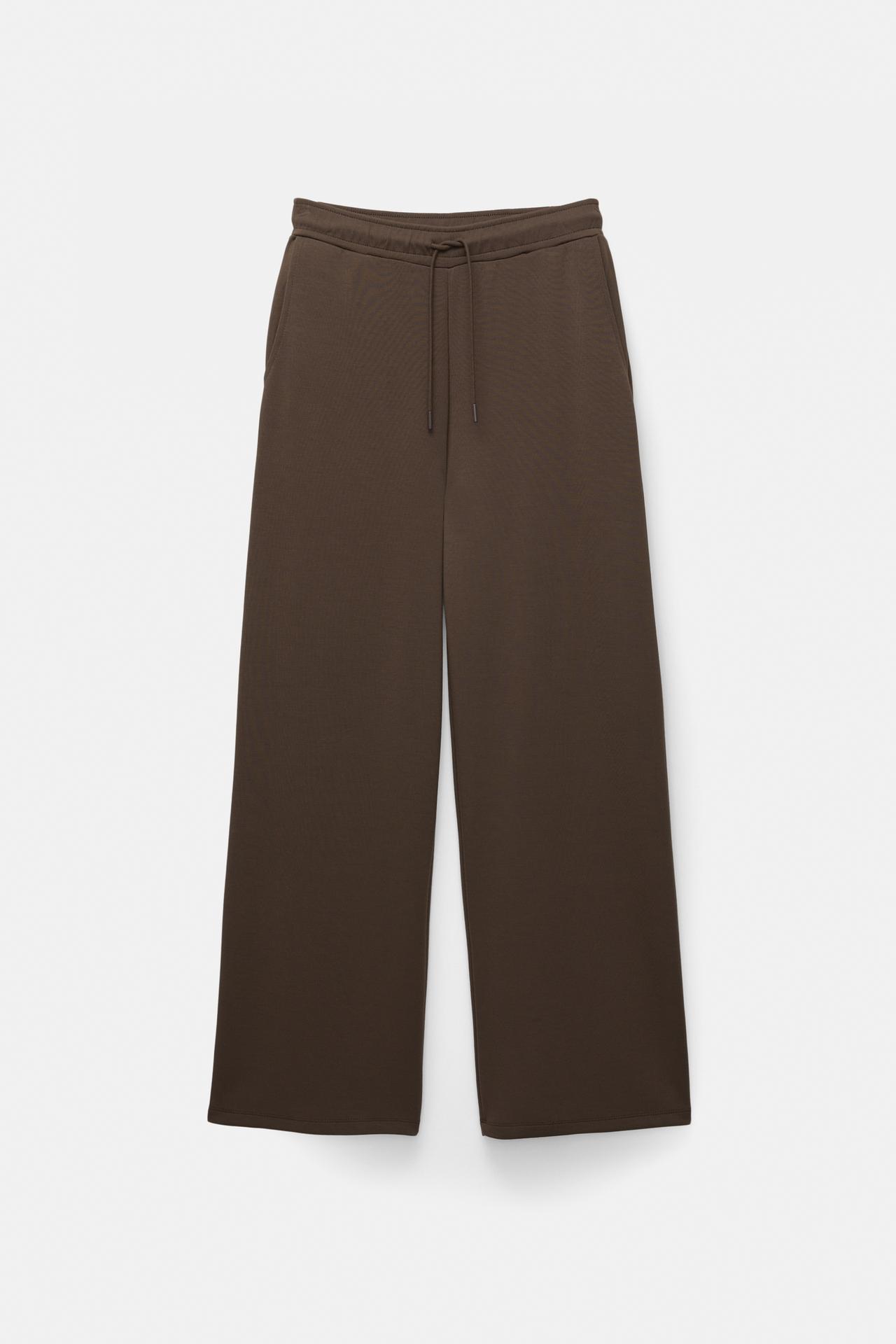 Soft-touch wide-leg trousers — Brown