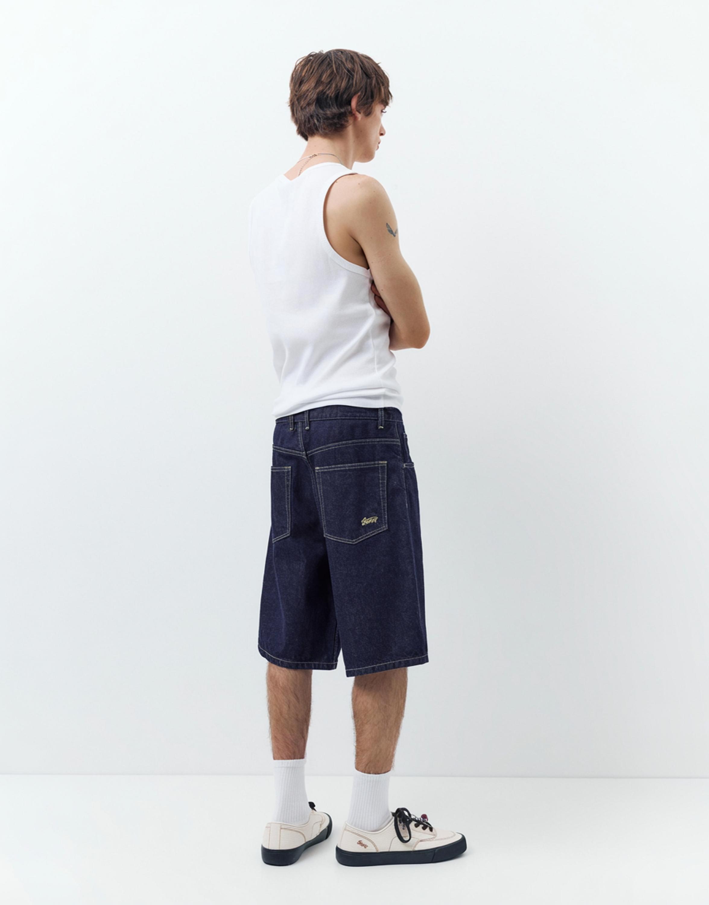 Baggy denim Bermuda shorts — Navy