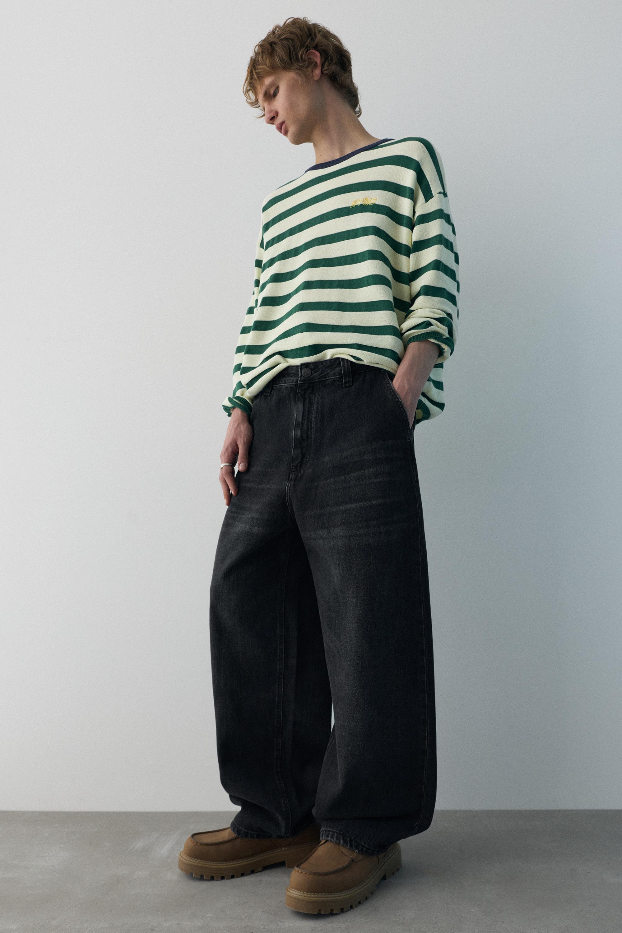 Embroidered skater jeans — Faded black