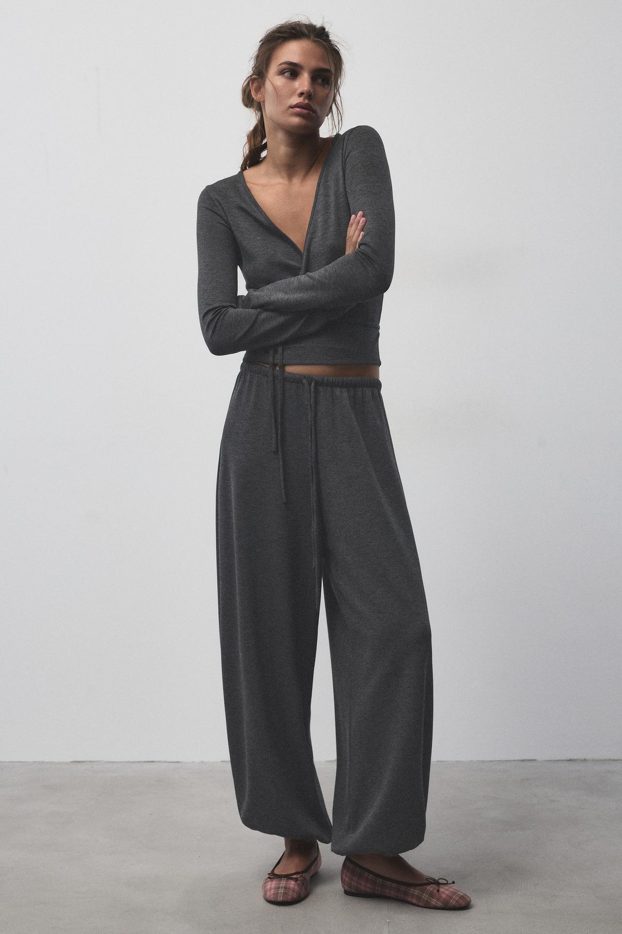 Fluid sarouel trousers — Anthracite grey