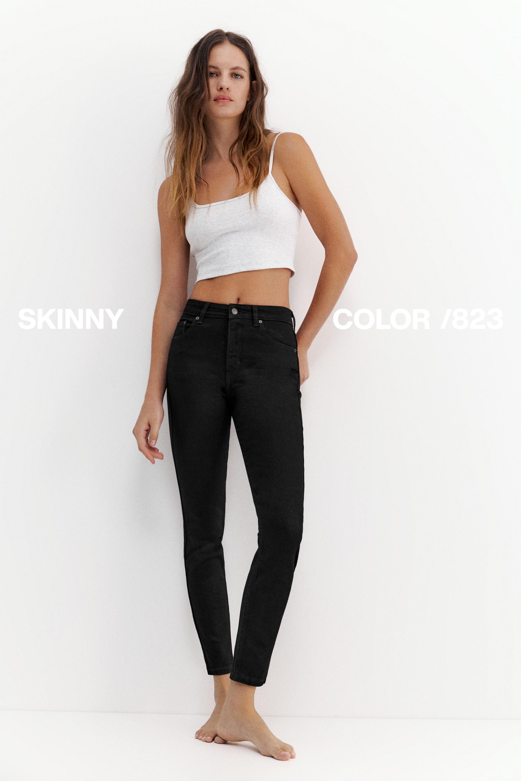High-waist skinny jeans — Black marl