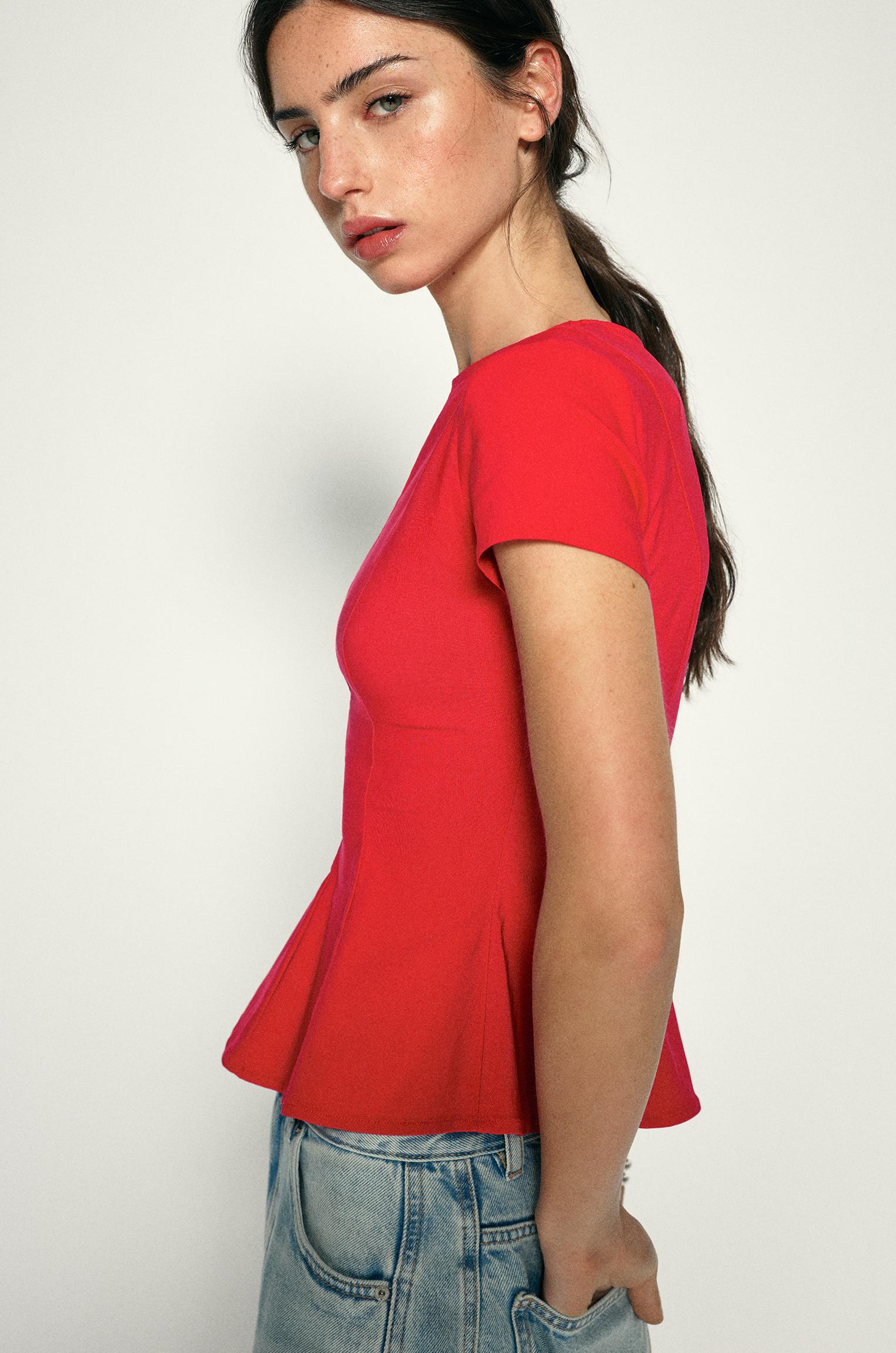 Peplum top — Red