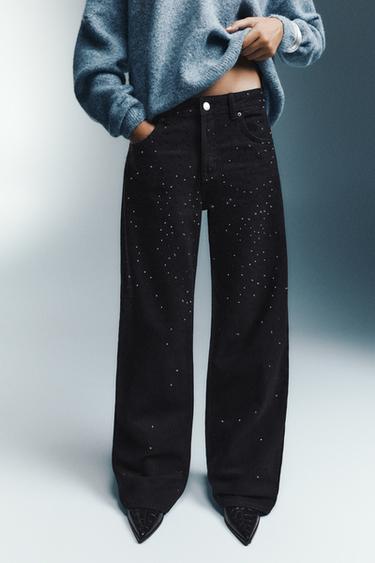 Straight-leg jeans with rhinestones — Black 4