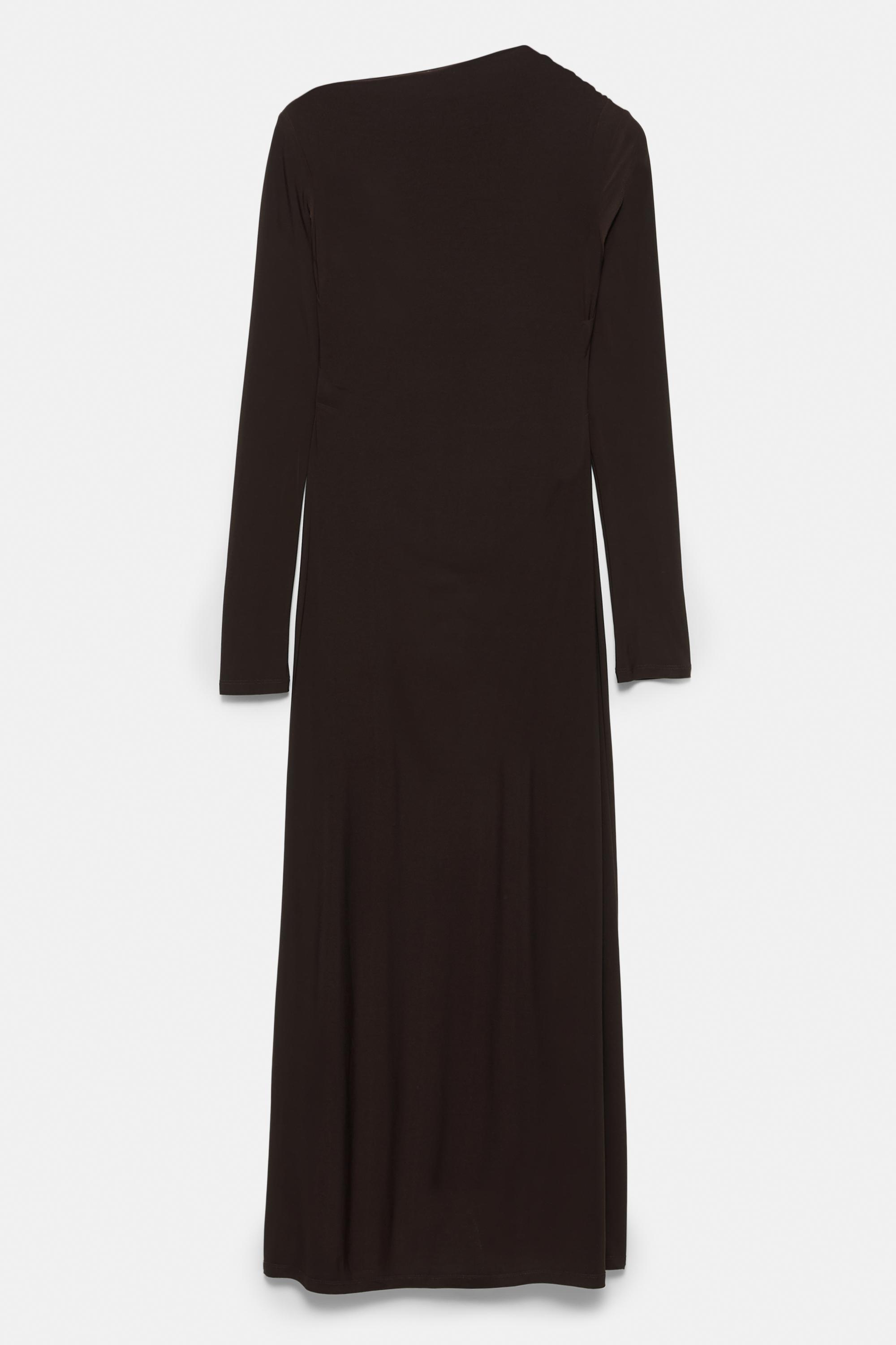 Soft draped midi dress — Brown