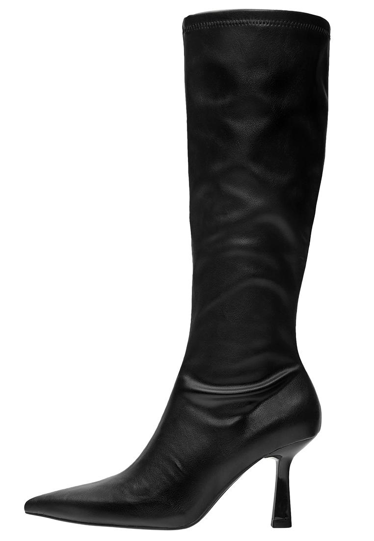 Stretch high-heel knee-high boots — Black
